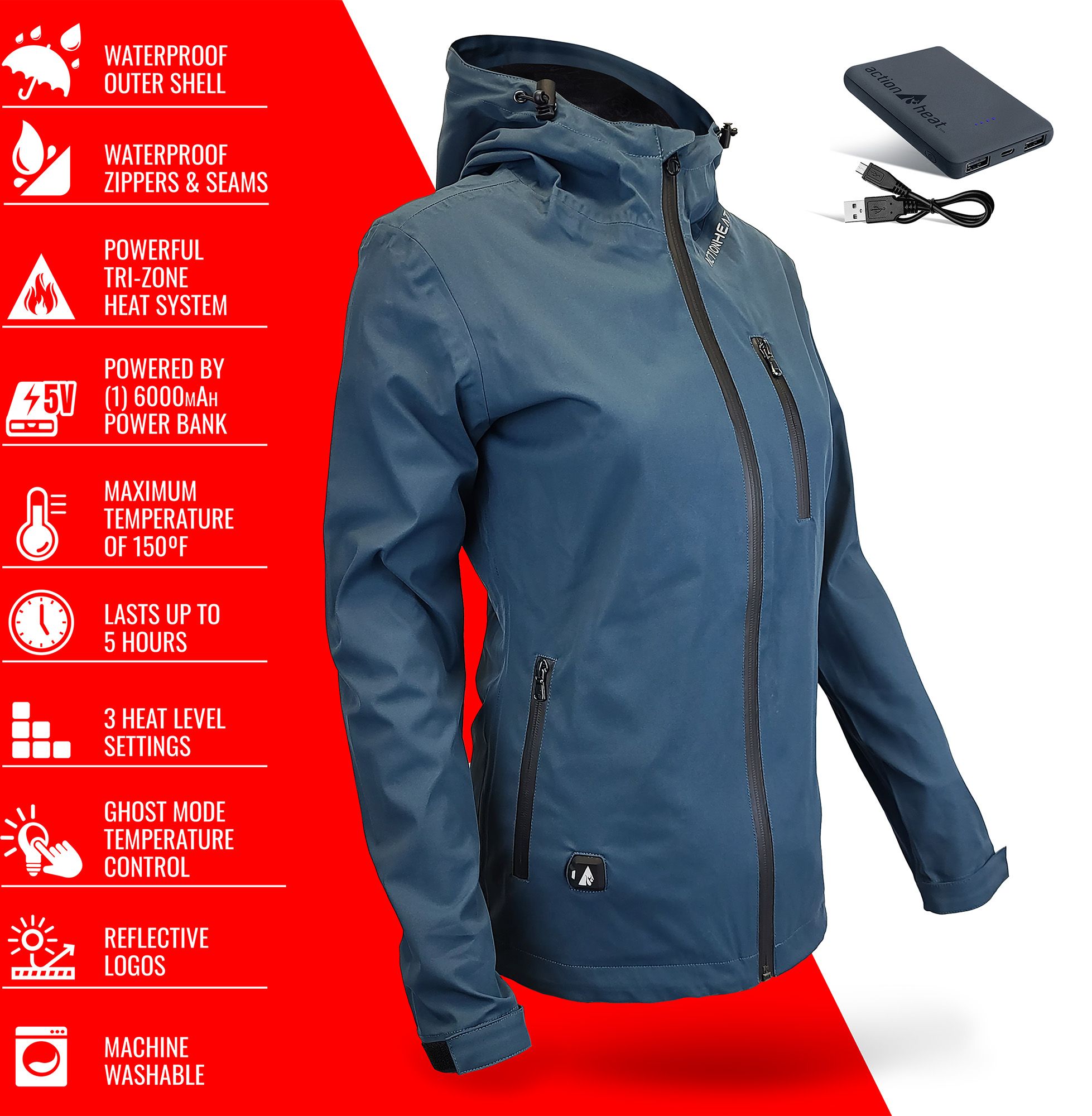 ActionHeat Women's 5V Heated Rain Jacket product image