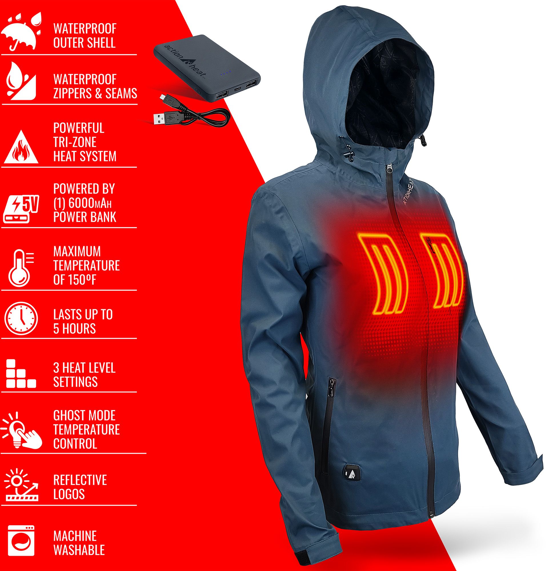 ActionHeat Women's 5V Heated Rain Jacket product image