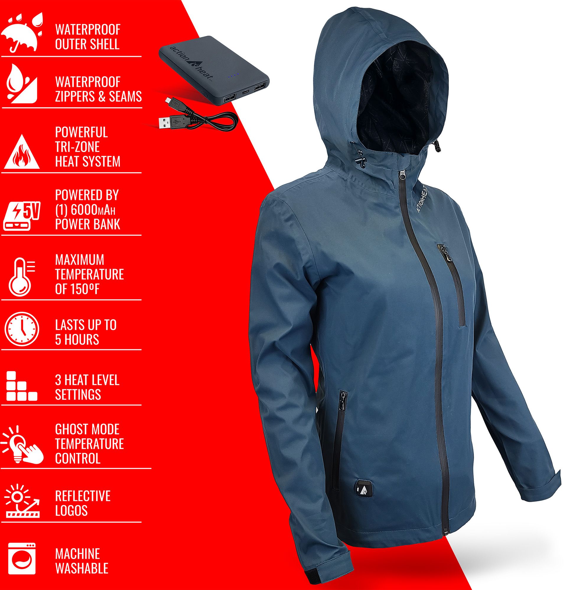 ActionHeat Women's 5V Heated Rain Jacket product image