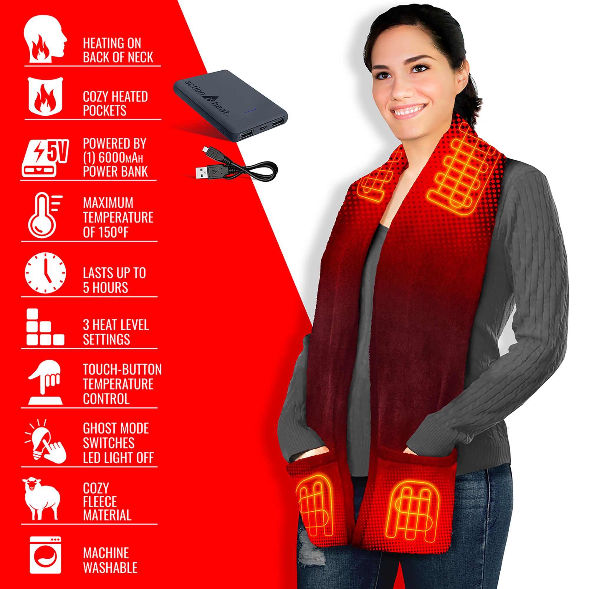 ActionHeat AA Fleece Heated Scarf product image