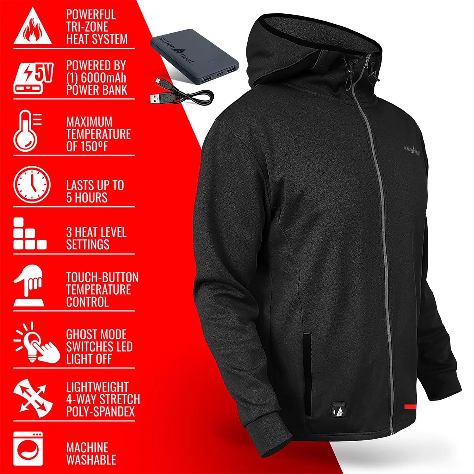 ActionHeat Men's 5V Slim Fit Battery Heated Hoodie product image