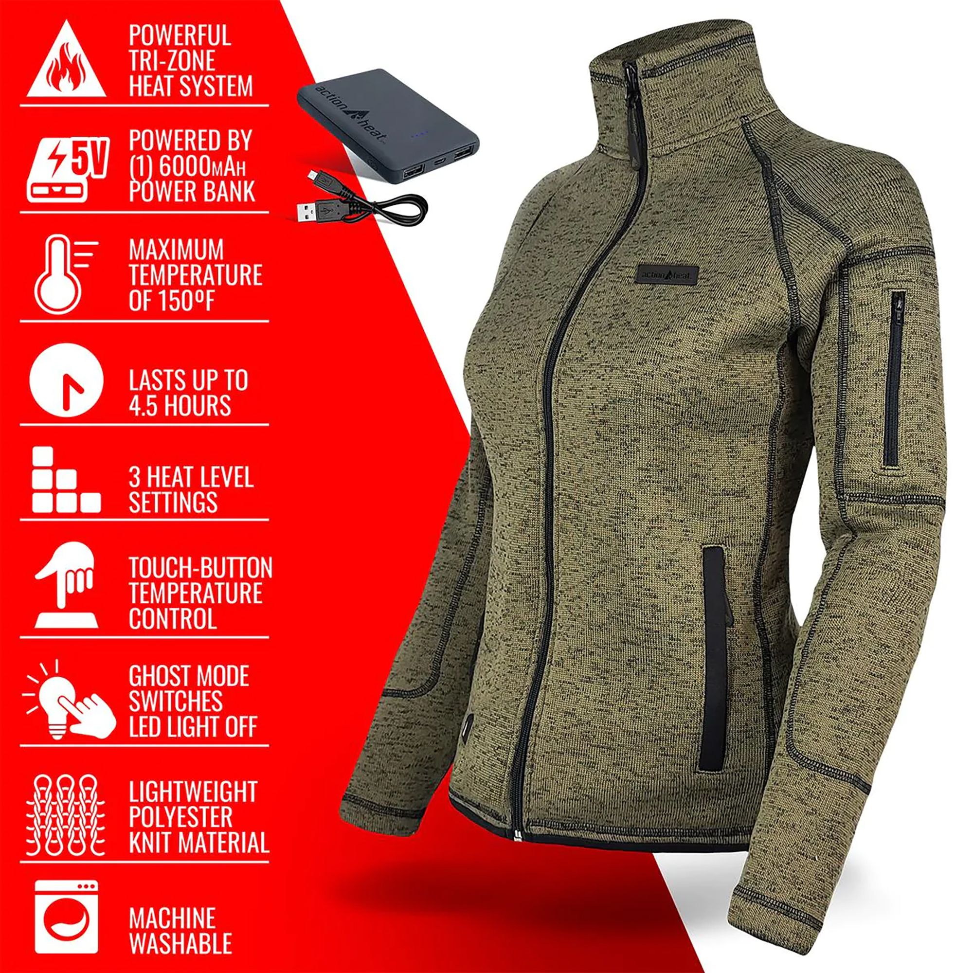 ActionHeat Women's 5V Battery Heated Sweater Jacket product image