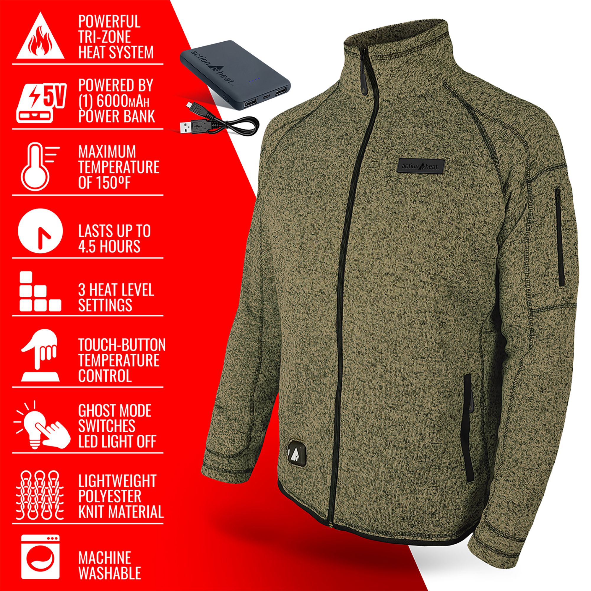 ActionHeat Men's 5V Battery Heated Sweater Jacket product image