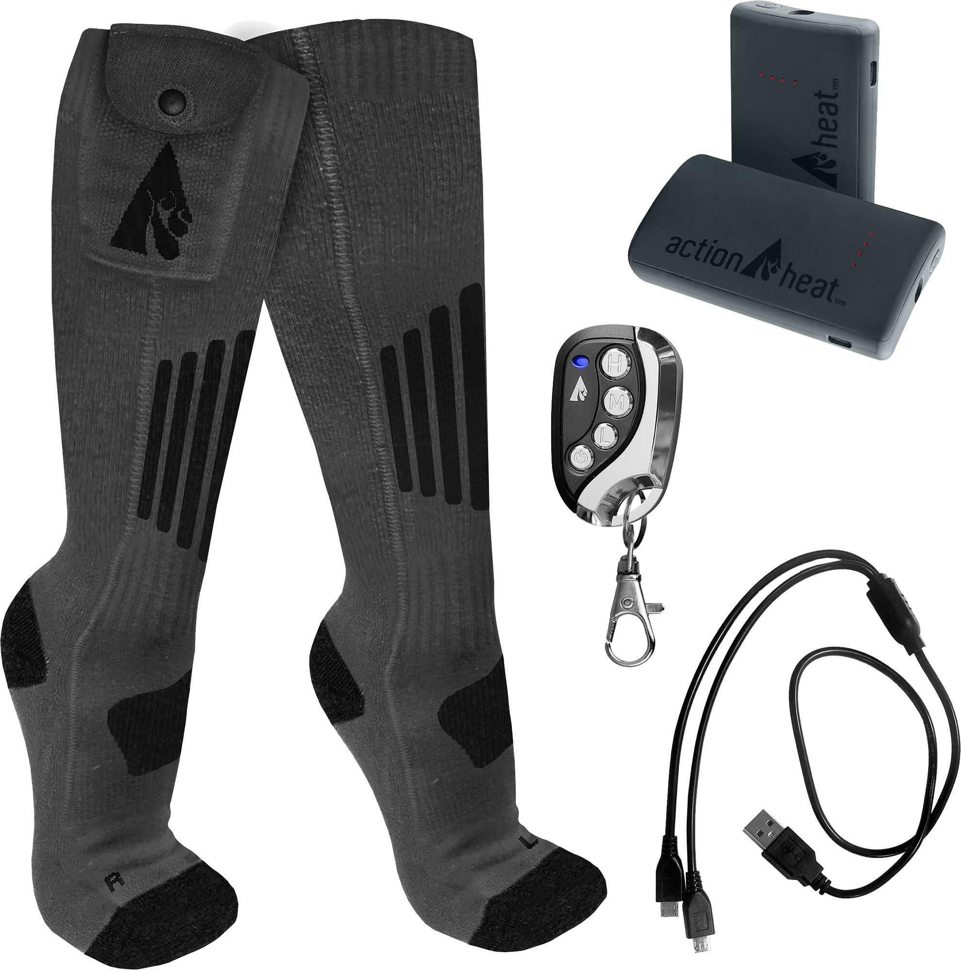 ActionHeat 3.7V Wool Rechargeable Heated Socks 2.0 with Remote