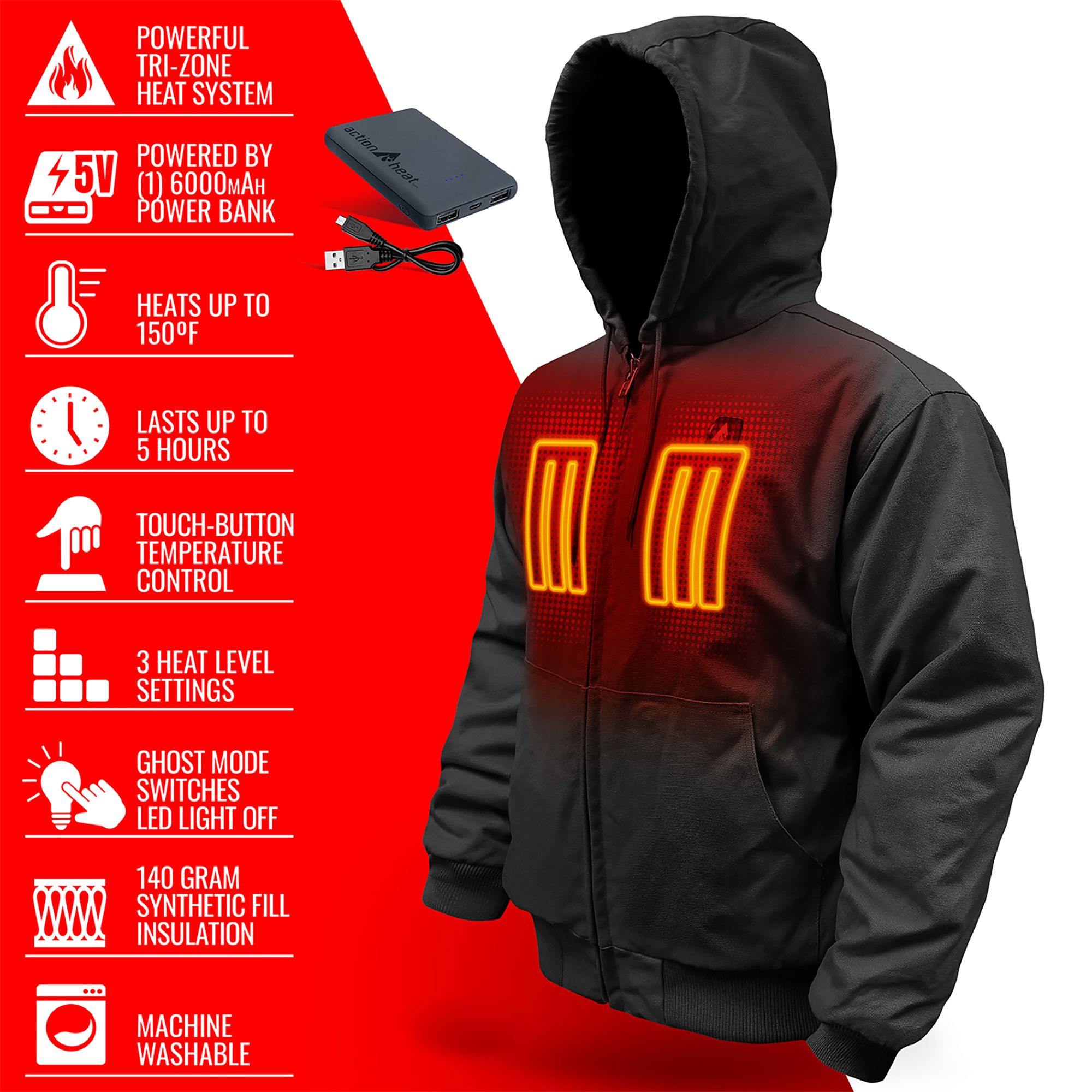 ActionHeat Men's 5V Battery Heated Work Jacket product image