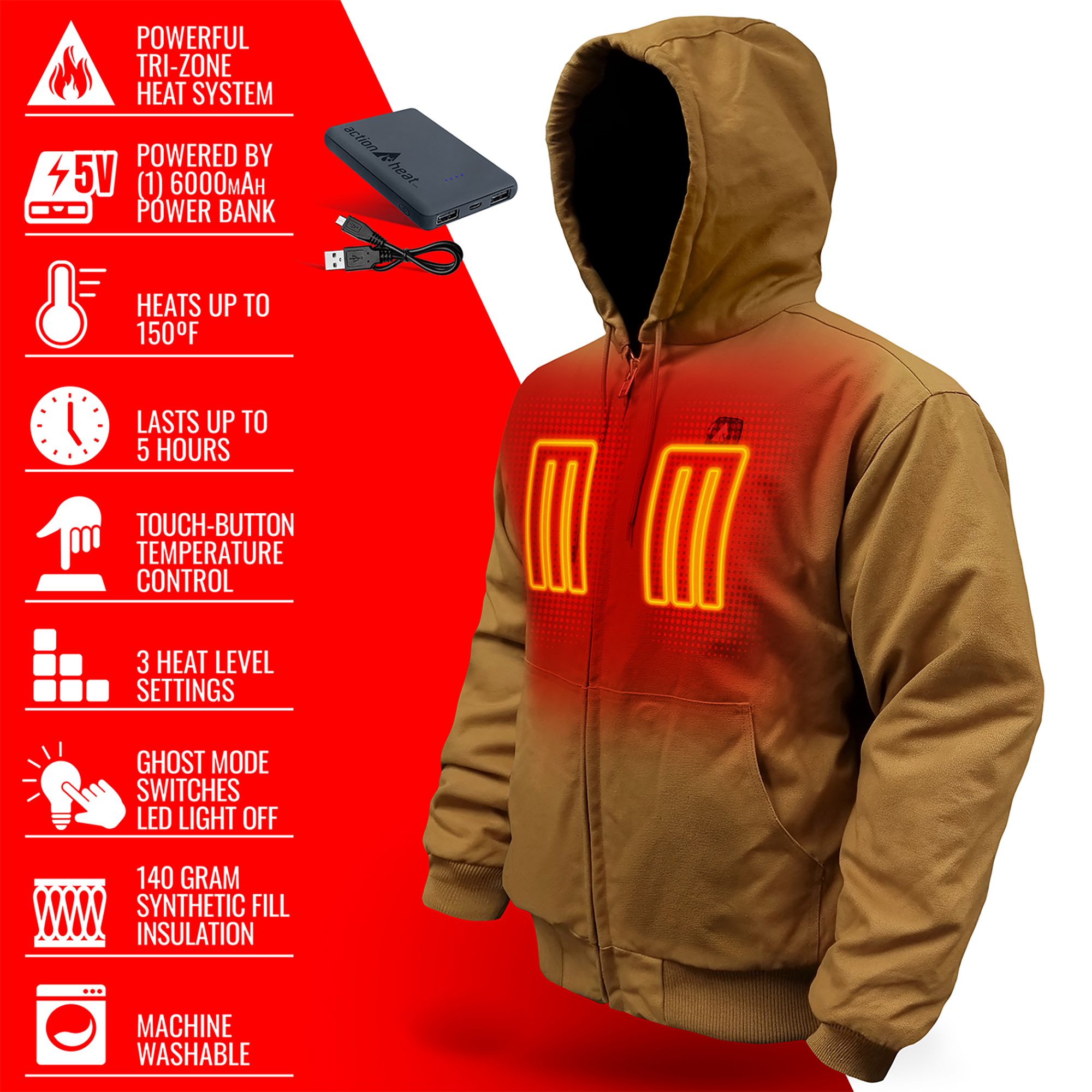 ActionHeat Men's 5V Battery Heated Work Jacket product image