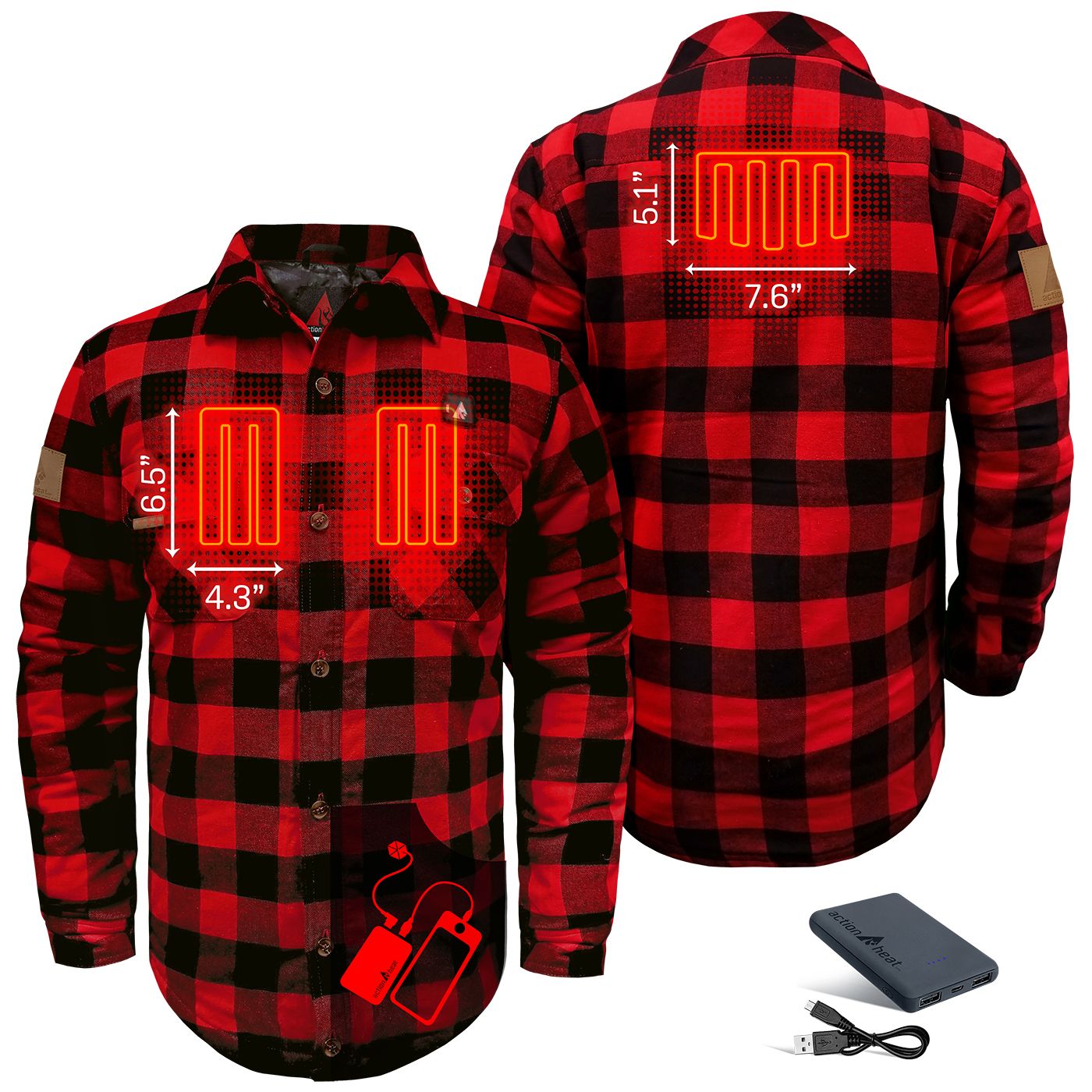 ActionHeat Men's 5V Battery Heated Flannel Work Shirt product image