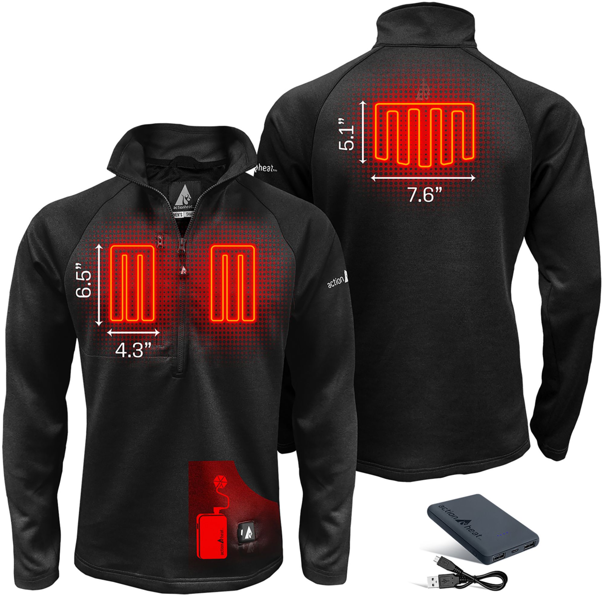ActionHeat Mens 5V Battery Heated Half Zip Sweatshirt product image