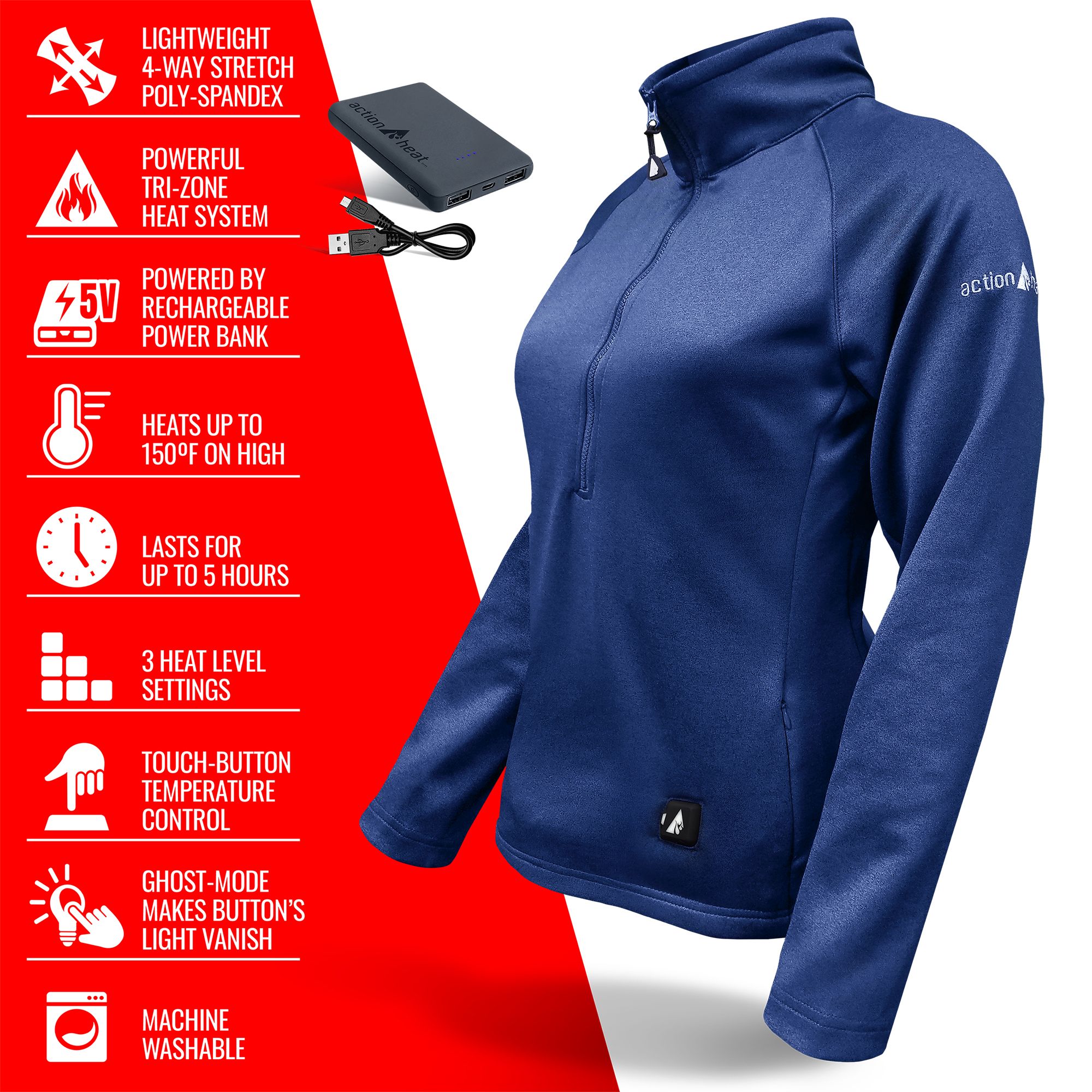 ActionHeat Women's 5V Heated ½ Zip Pullover product image