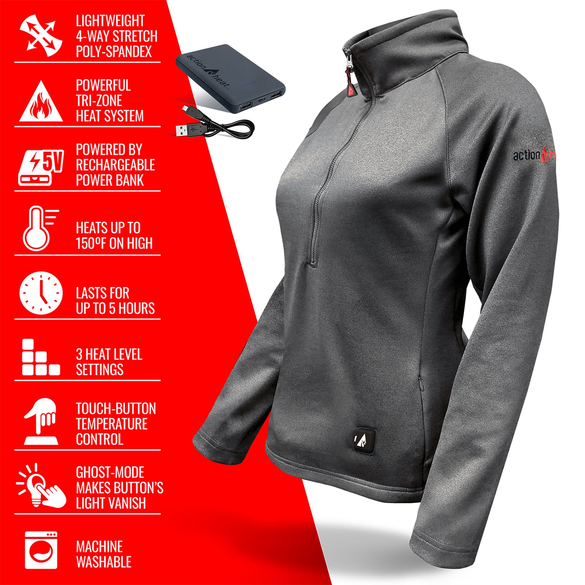 ActionHeat Women's 5V Heated ½ Zip Pullover product image