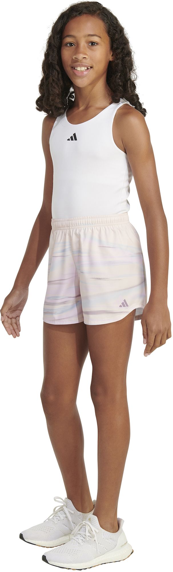 adidas Girls' AEROREADY Elastic Waistband Sublimated No Side-Seam Shorts