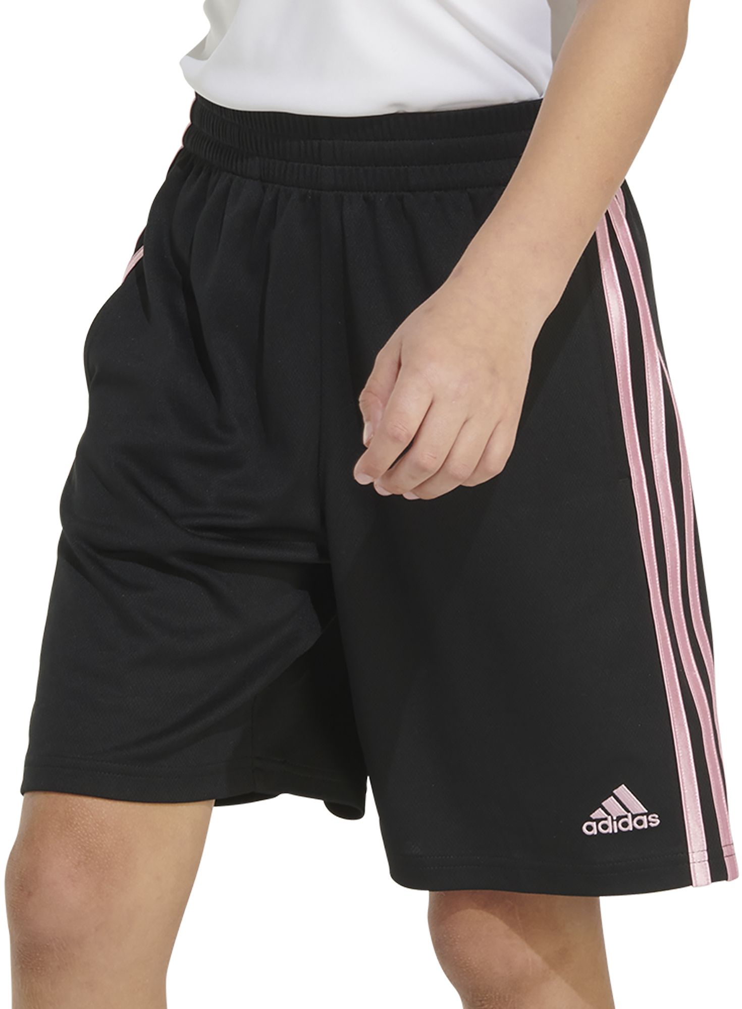adidas Boys' Elastic Waist 3-Stripe Mesh Shorts product image