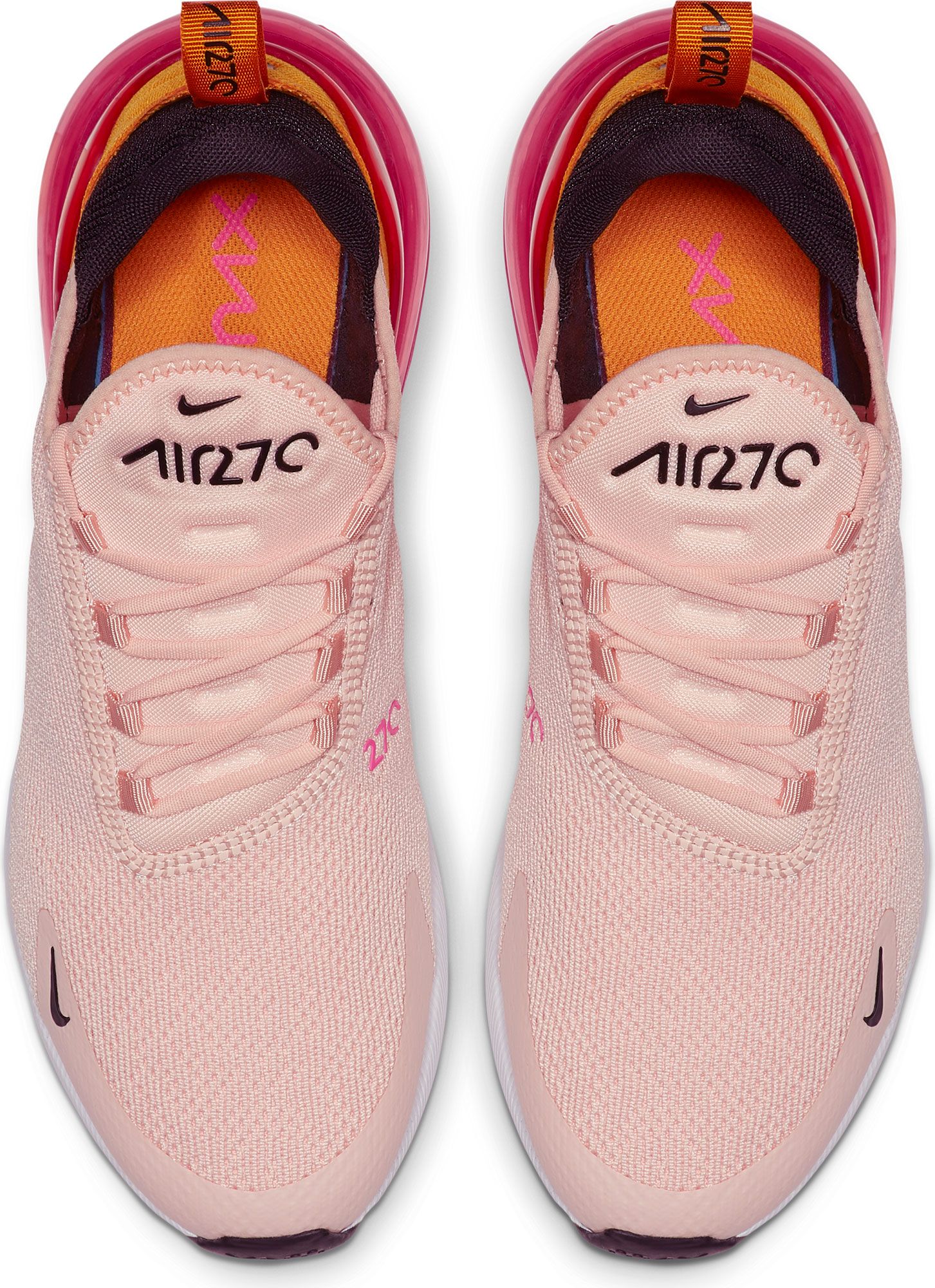 nike women's air max 270 shoes pink orange black