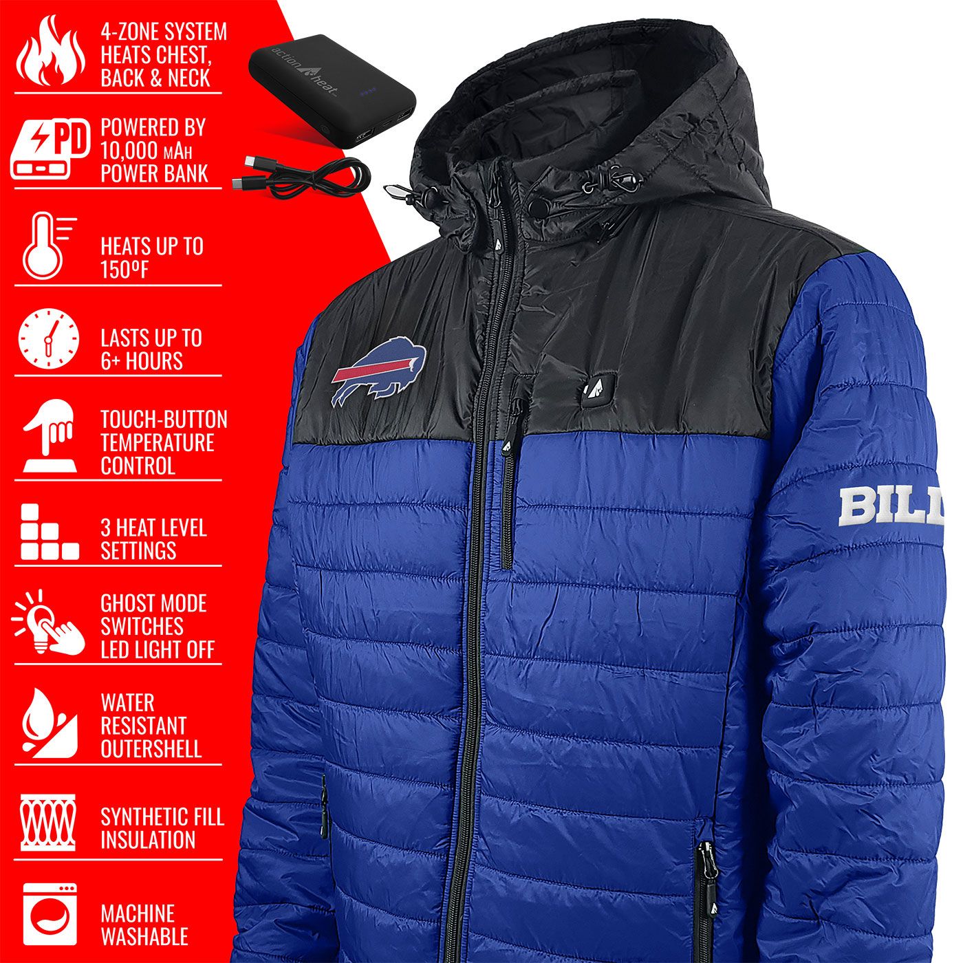 ActionHeat Men's Buffalo Bills Blue Puffer Jacket product image