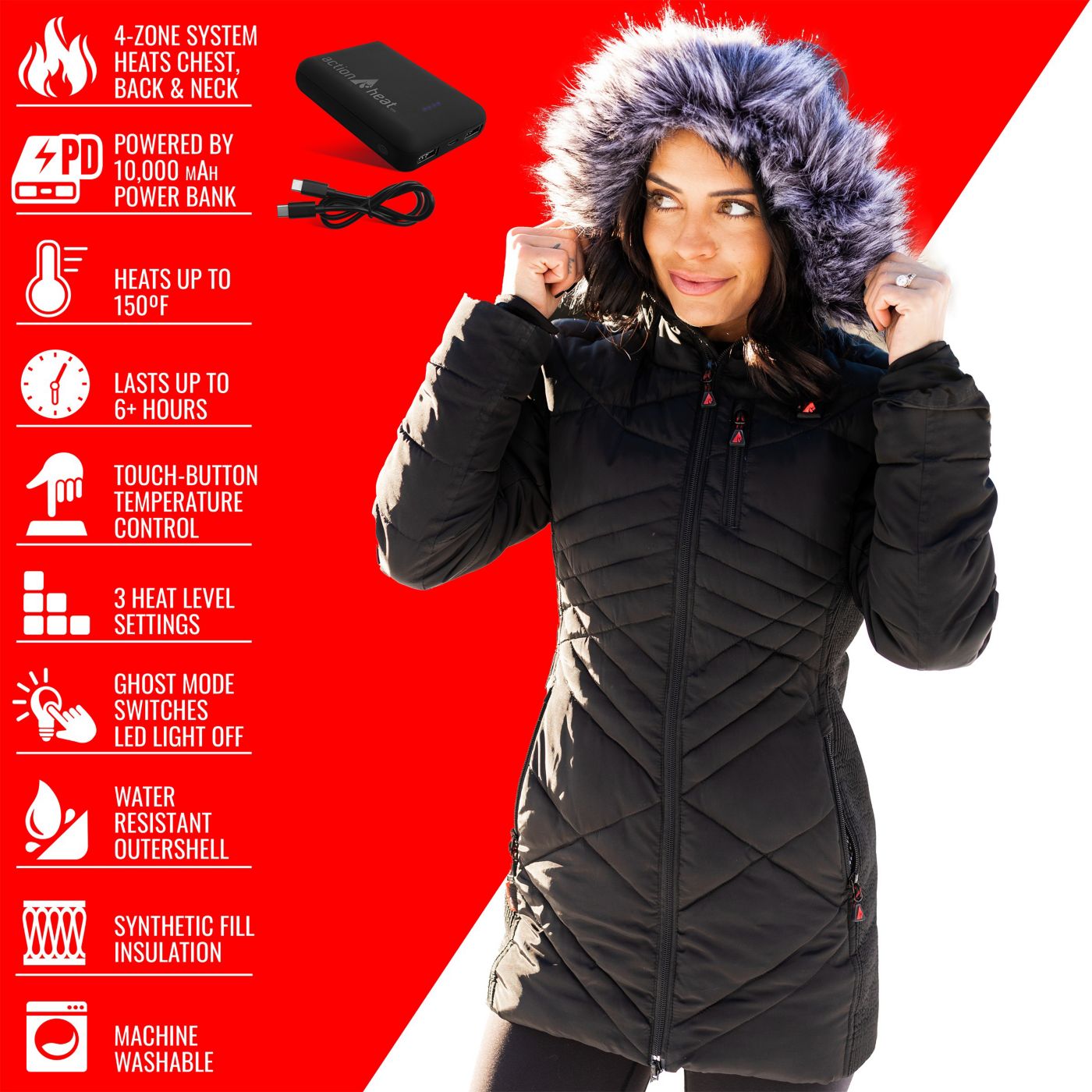 Red and black puffer jacket deals