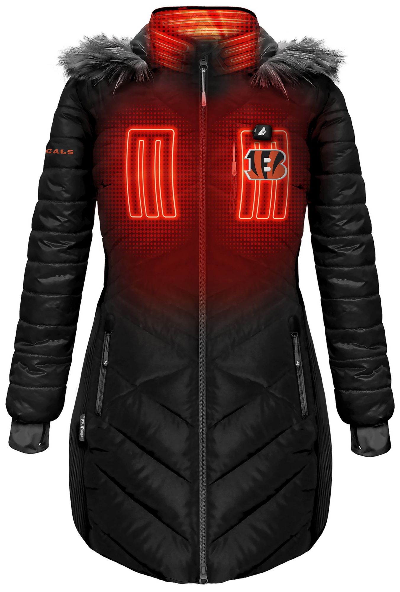 ActionHeat Women's Cincinnati Bengals Black 5V Battery Heated Puffer Jacket product image