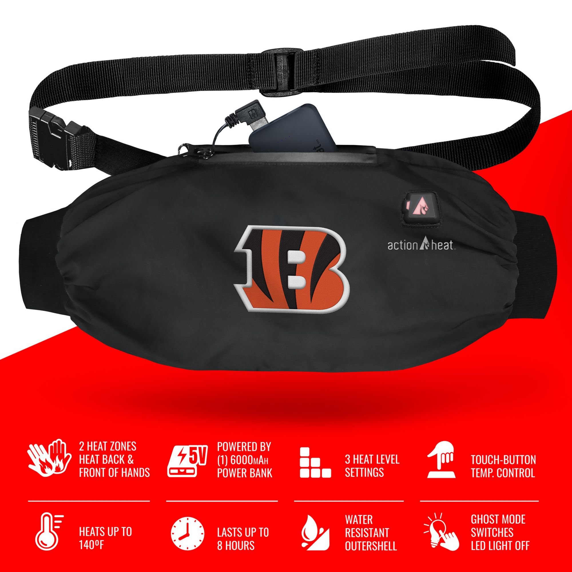 ActionHeat Cincinnati Bengals 5V Battery Heated Hand Muff Warmer product image