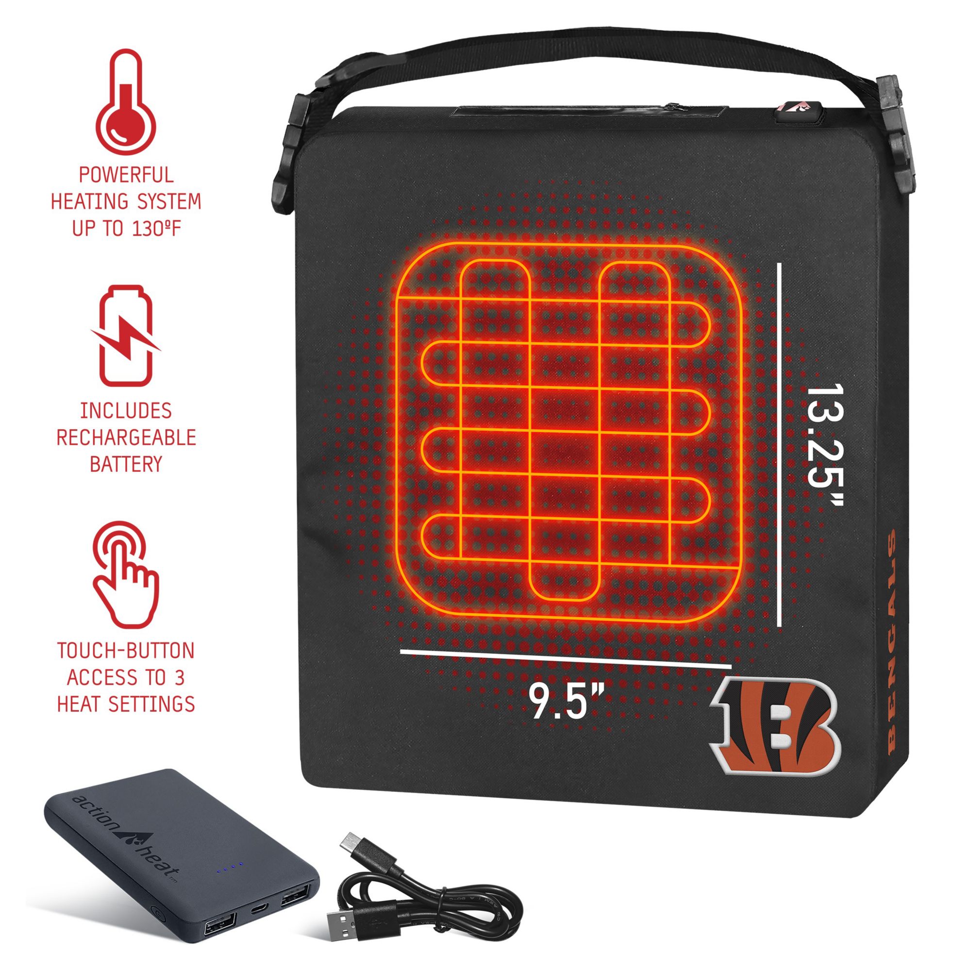 ActionHeat Cincinnati Bengals 5V Heated Seat Cushion product image