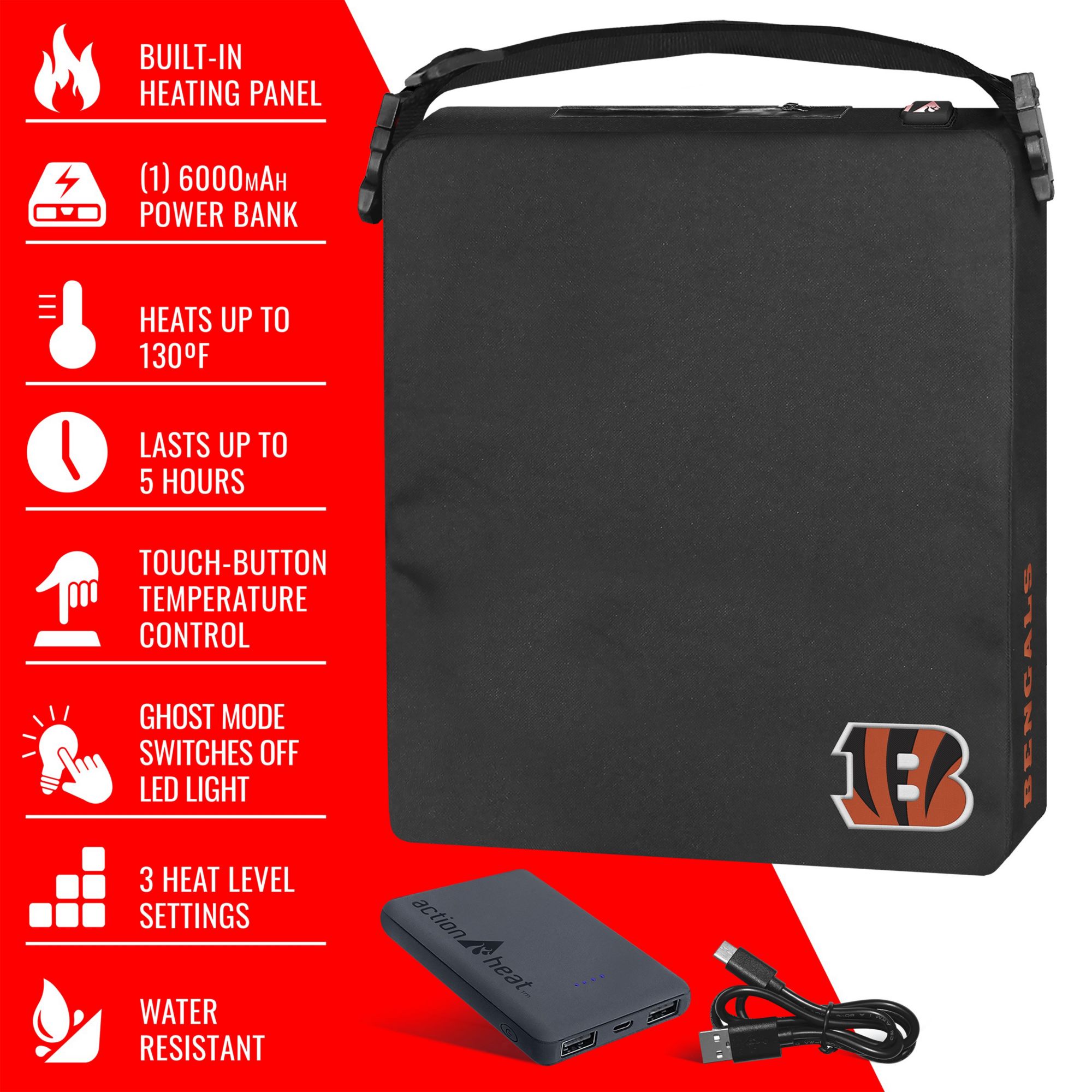 ActionHeat Cincinnati Bengals 5V Heated Seat Cushion product image