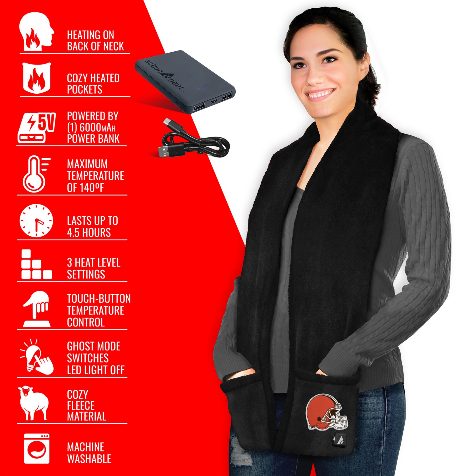 ActionHeat Cleveland Browns 5V Battery Heated Scarf product image