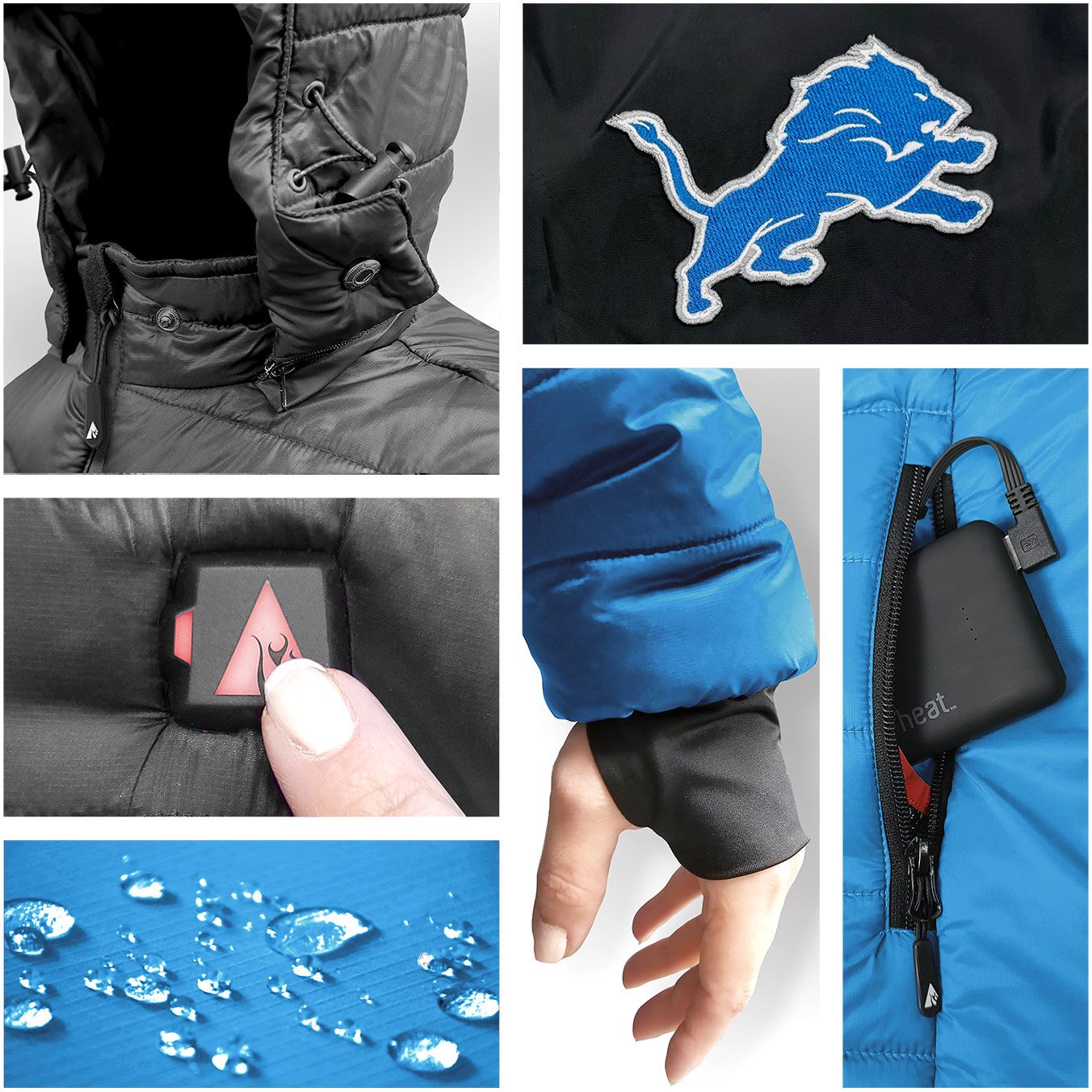 ActionHeat Men's Detroit Lions Blue Puffer Jacket product image