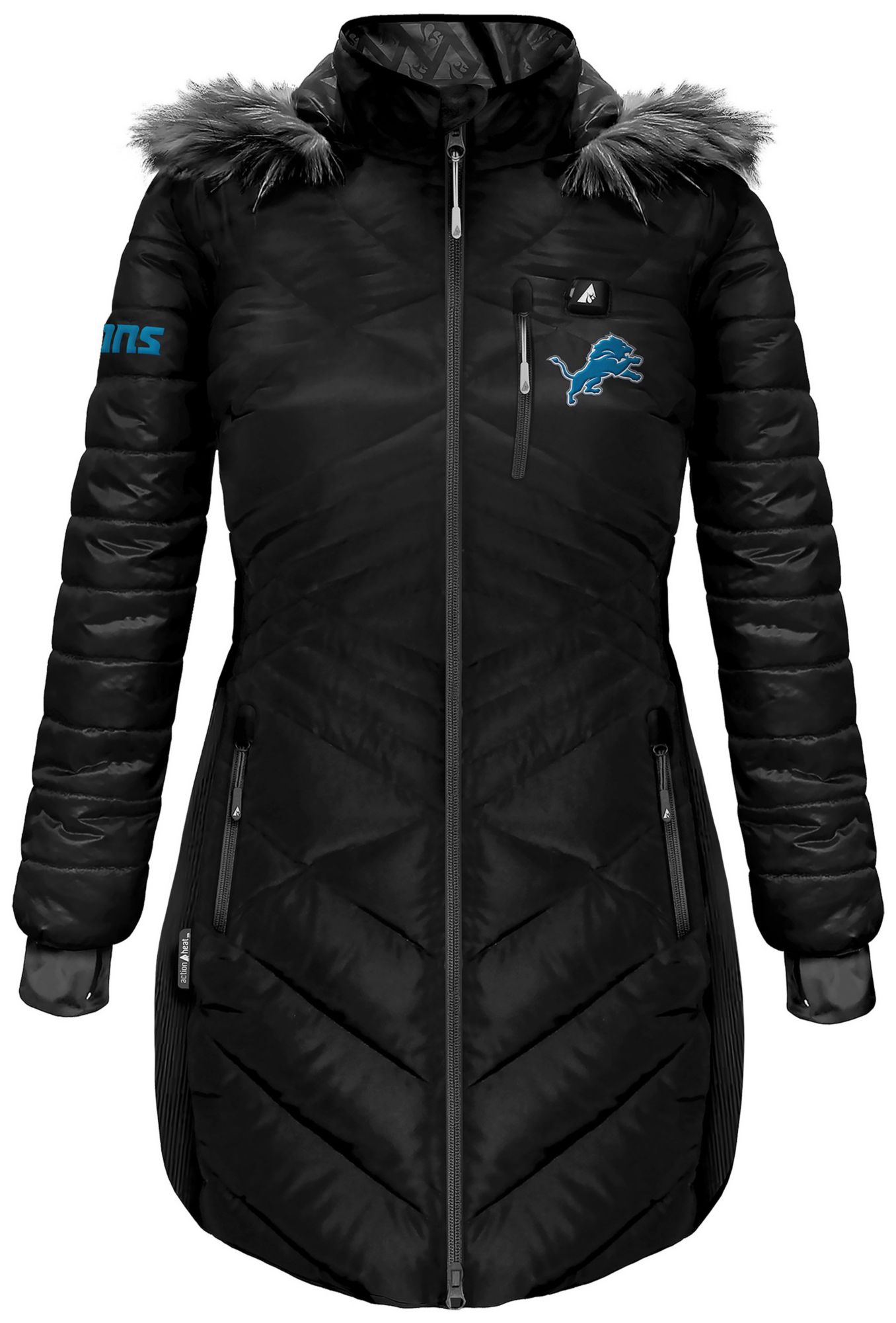 ActionHeat Women's Detroit Lions Black 5V Battery Heated Puffer Jacket product image