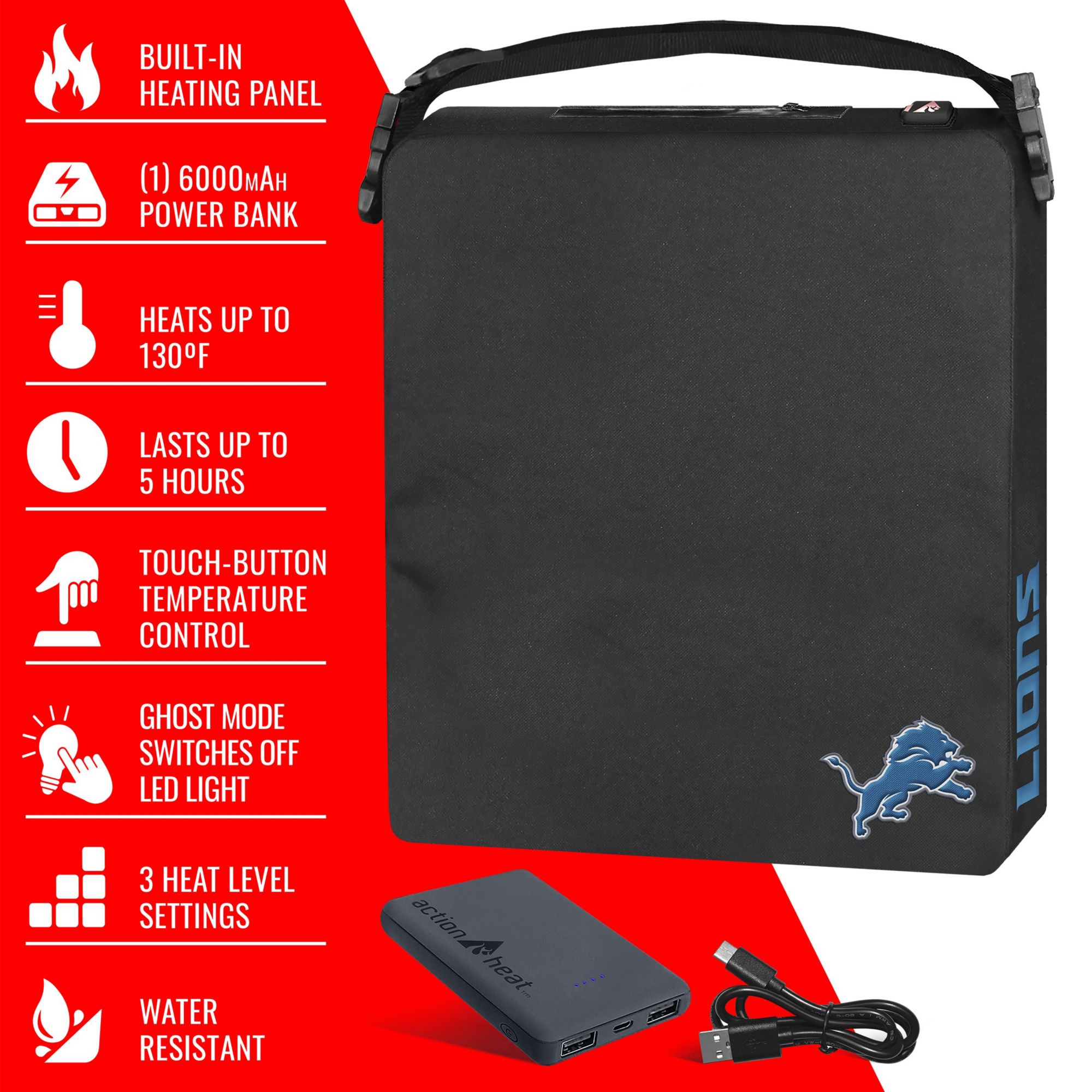 ActionHeat Detroit Lions 5V Heated Seat Cushion product image