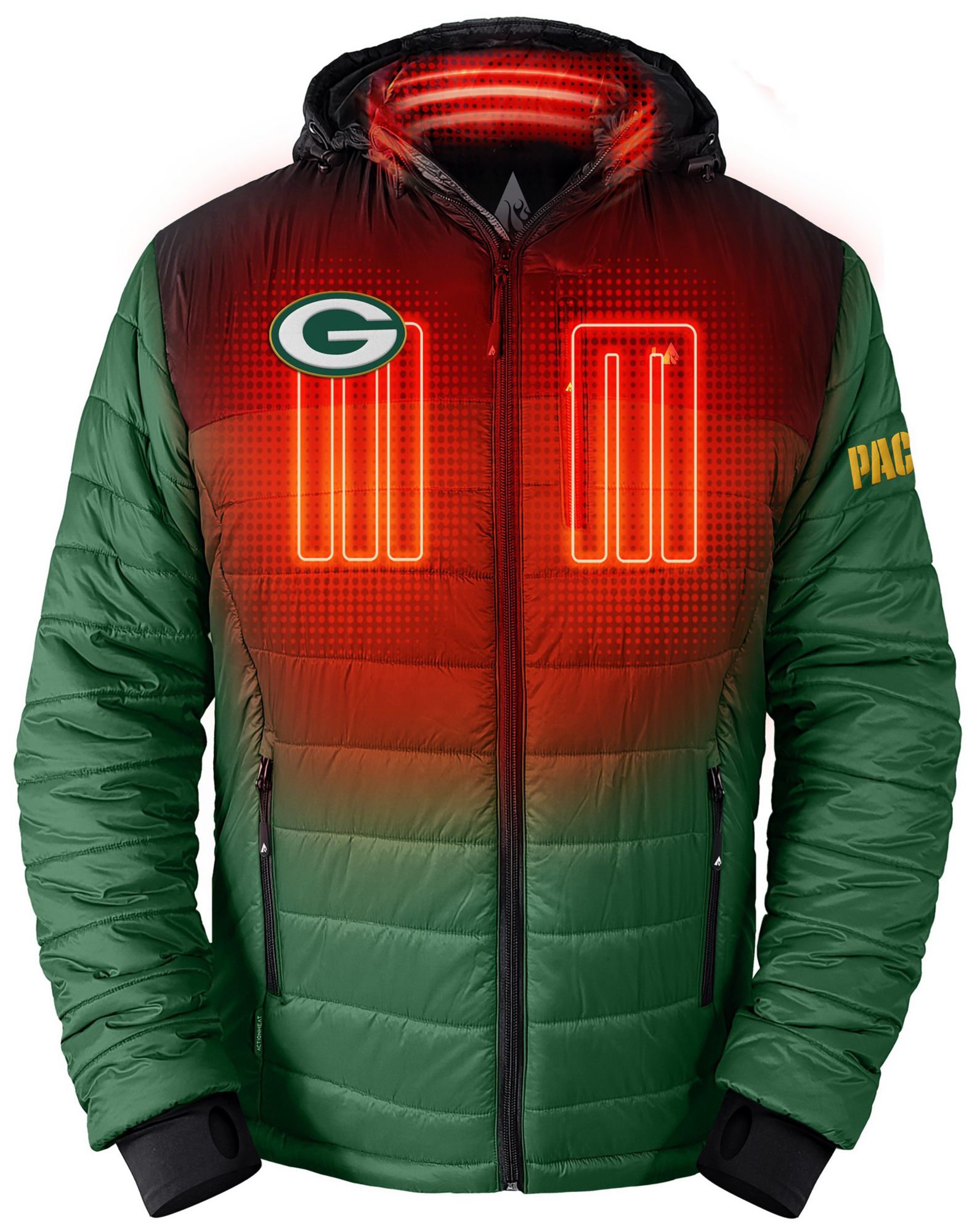 ActionHeat Men's Green Bay Packers Green 5V Battery Heated Puffer Jacket product image
