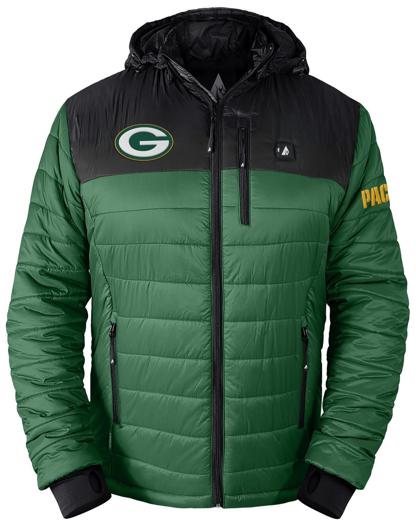 ActionHeat Men s Green Bay Packers Green 5V Battery Heated Puffer Jacket Dick s Sporting Goods