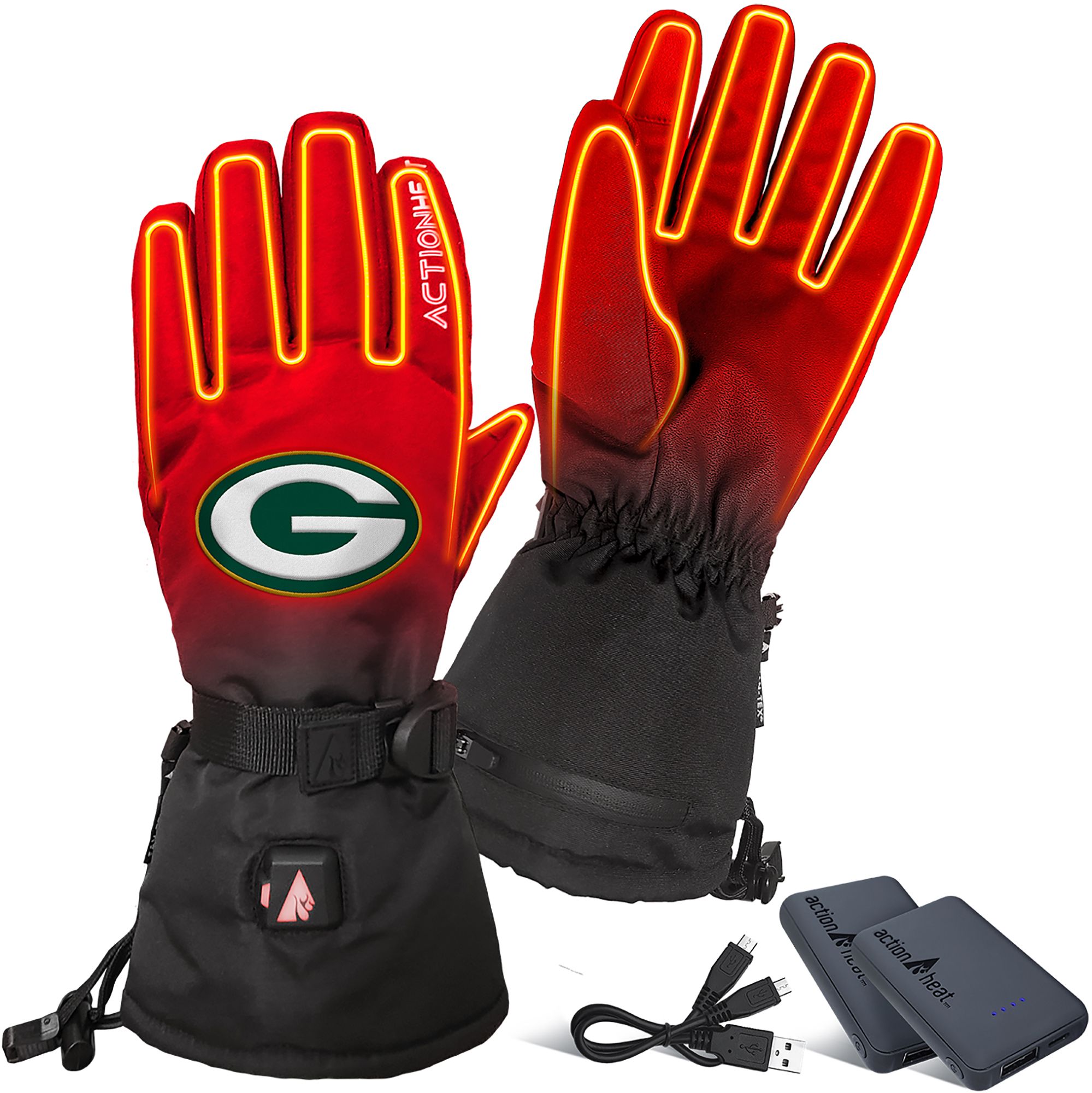 ActionHeat Adult Green Bay Packers 5V Premium Battery Heated Gloves product image