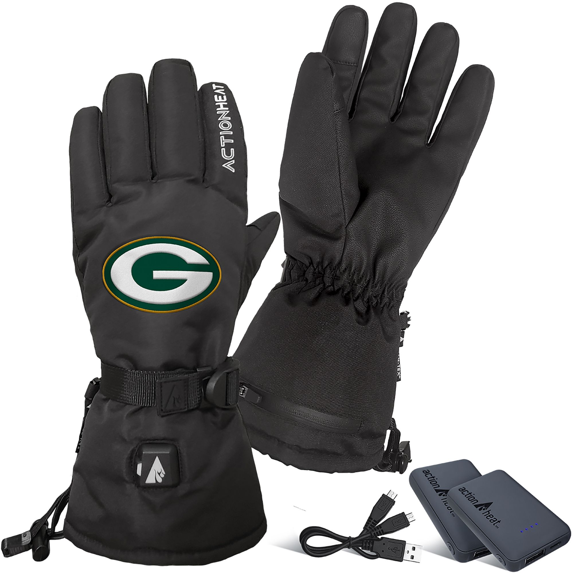 ActionHeat Adult Green Bay Packers 5V Premium Battery Heated Gloves product image