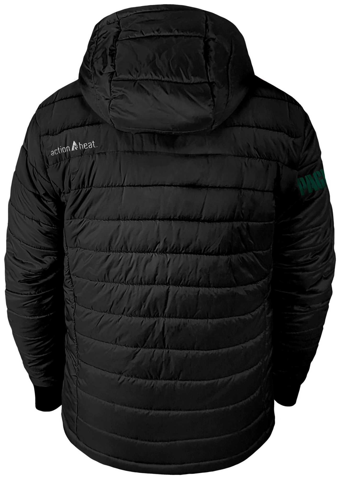 ActionHeat Men's Green Bay Packers Black 5V Battery Heated Puffer Jacket product image