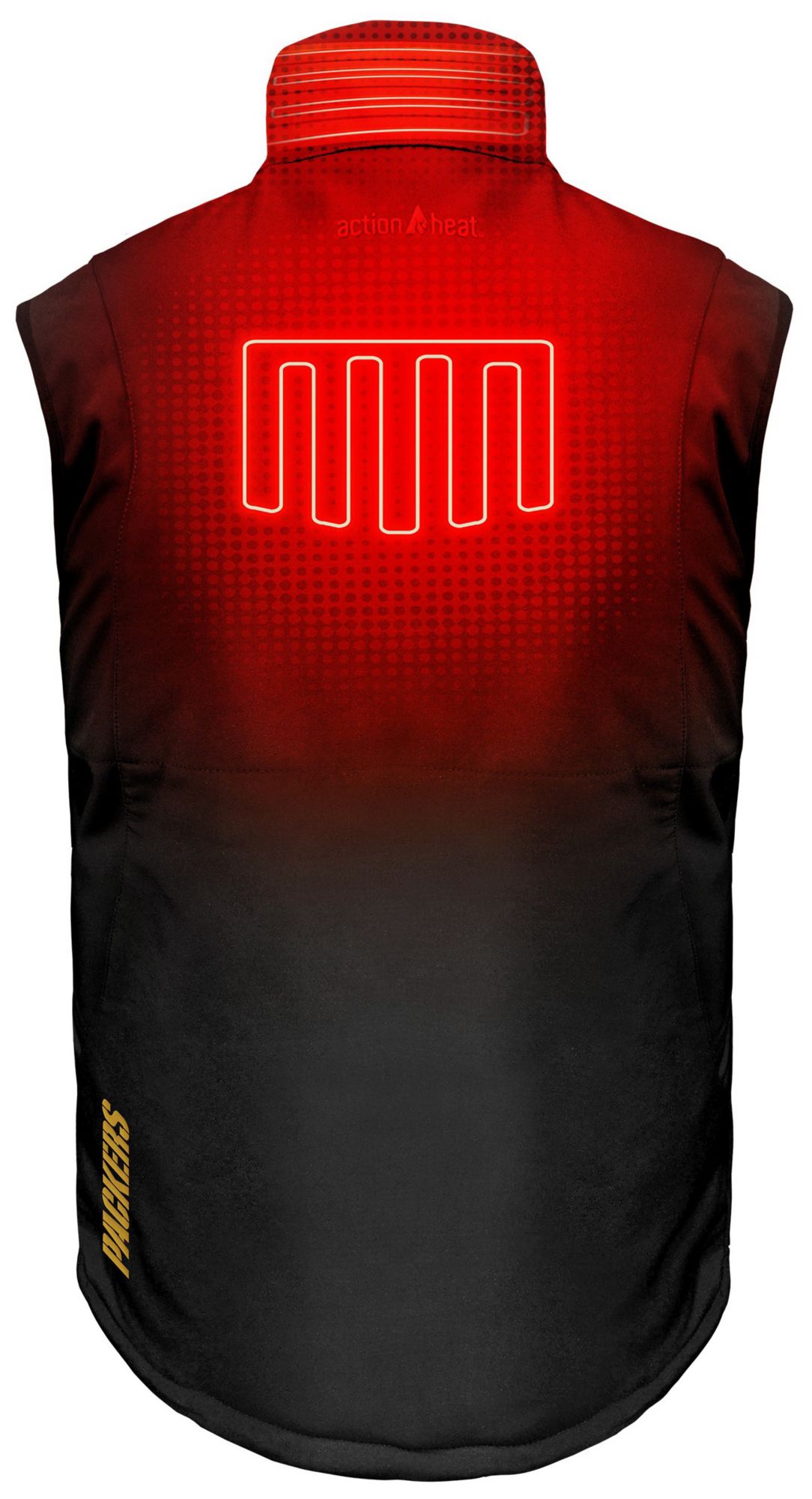 ActionHeat Men's Green Bay Packers Black 5V Battery Heated Softshell Vest product image