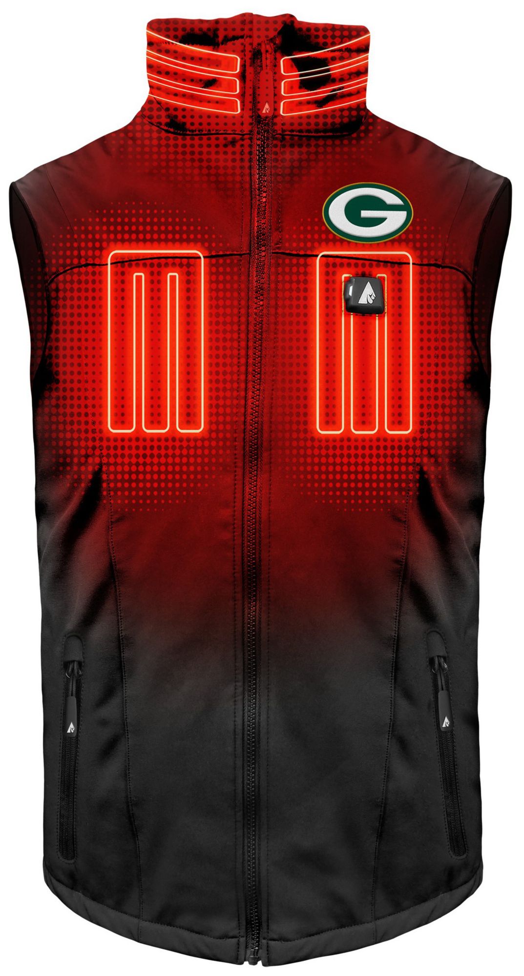 ActionHeat Men's Green Bay Packers Black 5V Battery Heated Softshell Vest product image