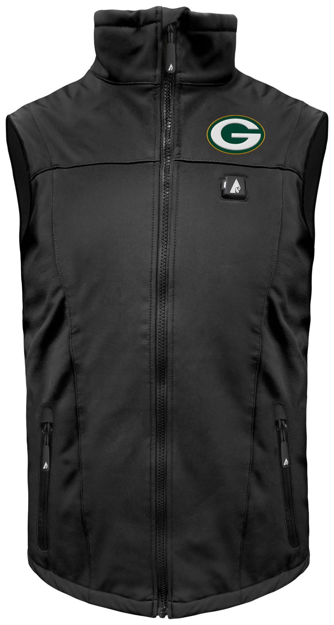 ActionHeat Men's Green Bay Packers Black 5V Battery Heated Softshell Vest product image