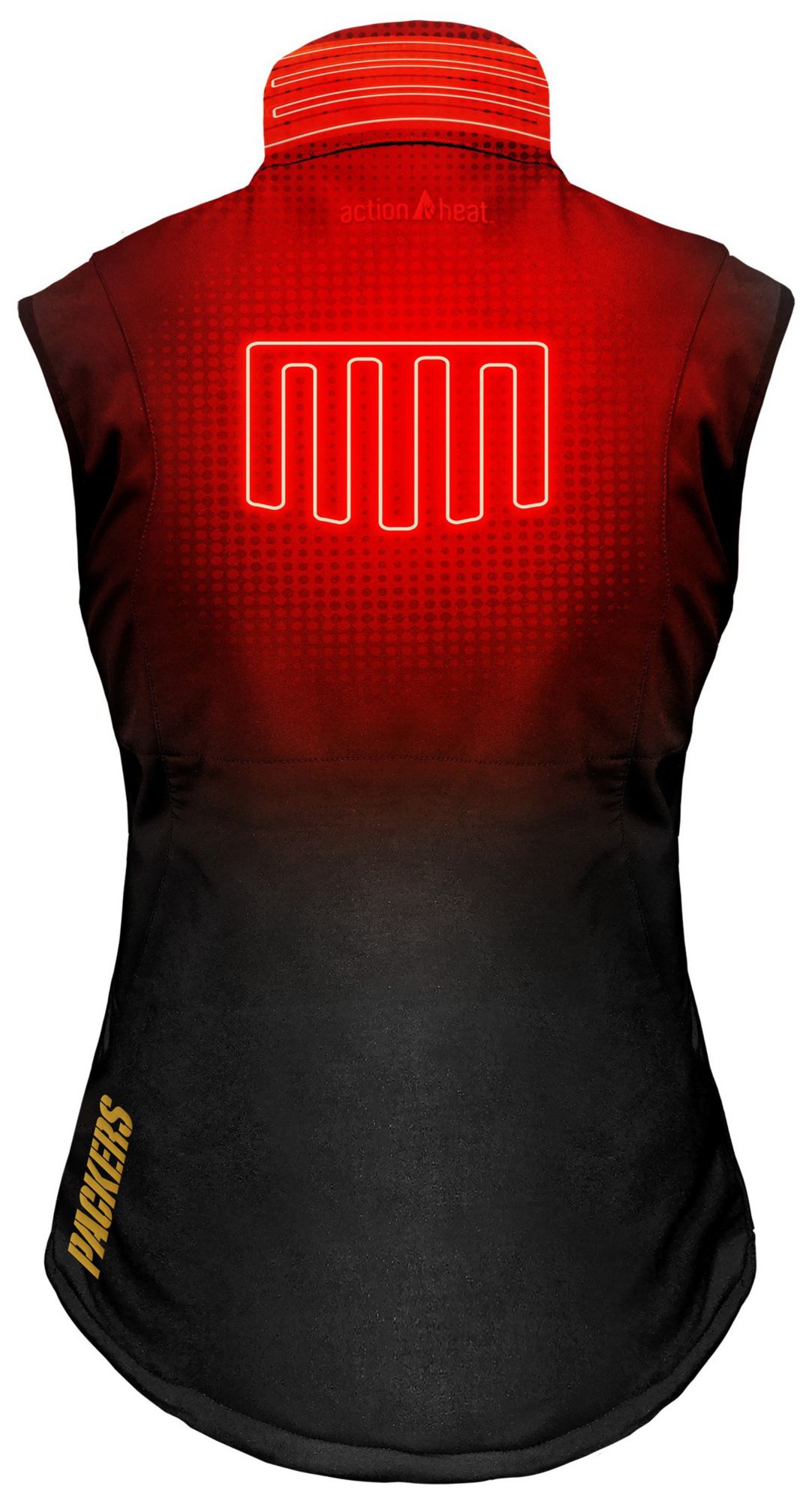 ActionHeat Women's Green Bay Packers Black 5V Battery Heated Softshell Vest product image