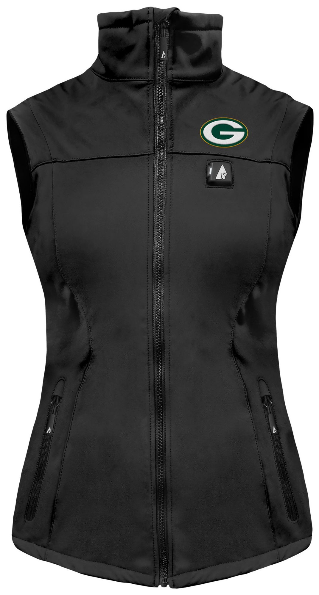 ActionHeat Women's Green Bay Packers Black 5V Battery Heated Softshell Vest product image