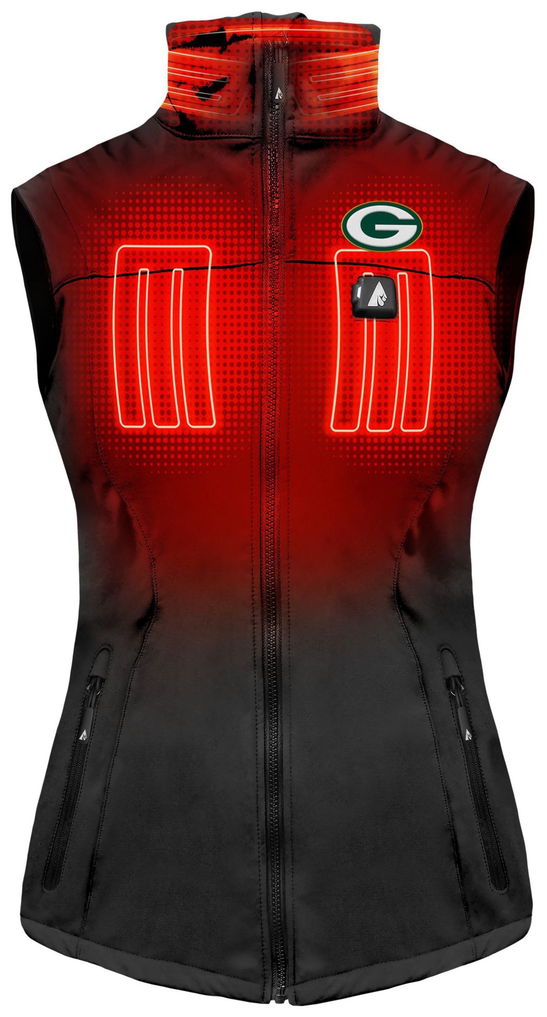 ActionHeat Women's Green Bay Packers Black 5V Battery Heated Softshell Vest product image