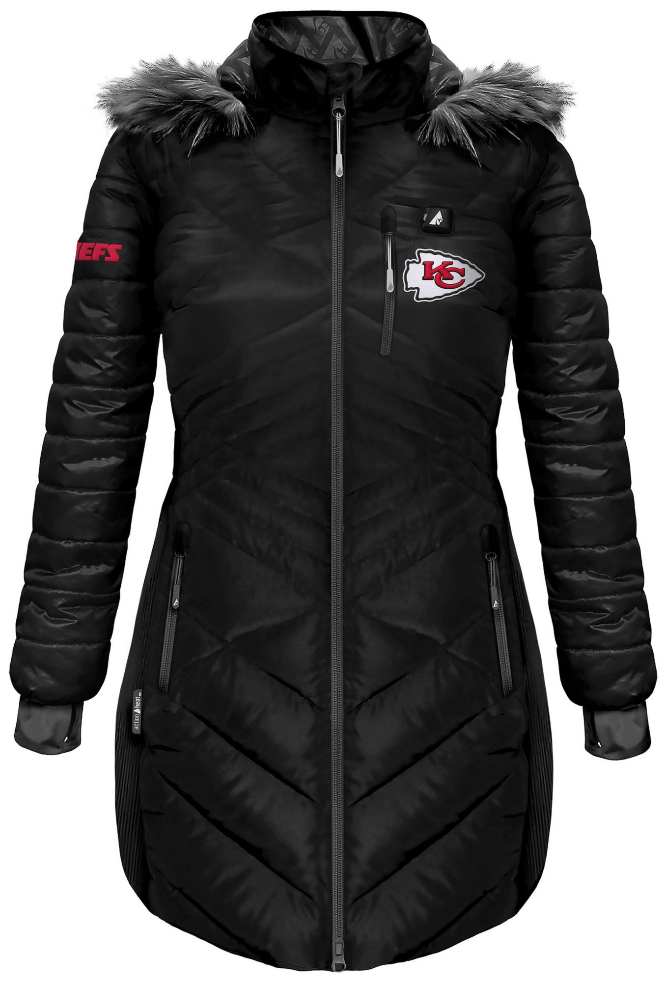 ActionHeat Women's Kansas City Chiefs Black 5V Battery Heated Puffer Jacket product image