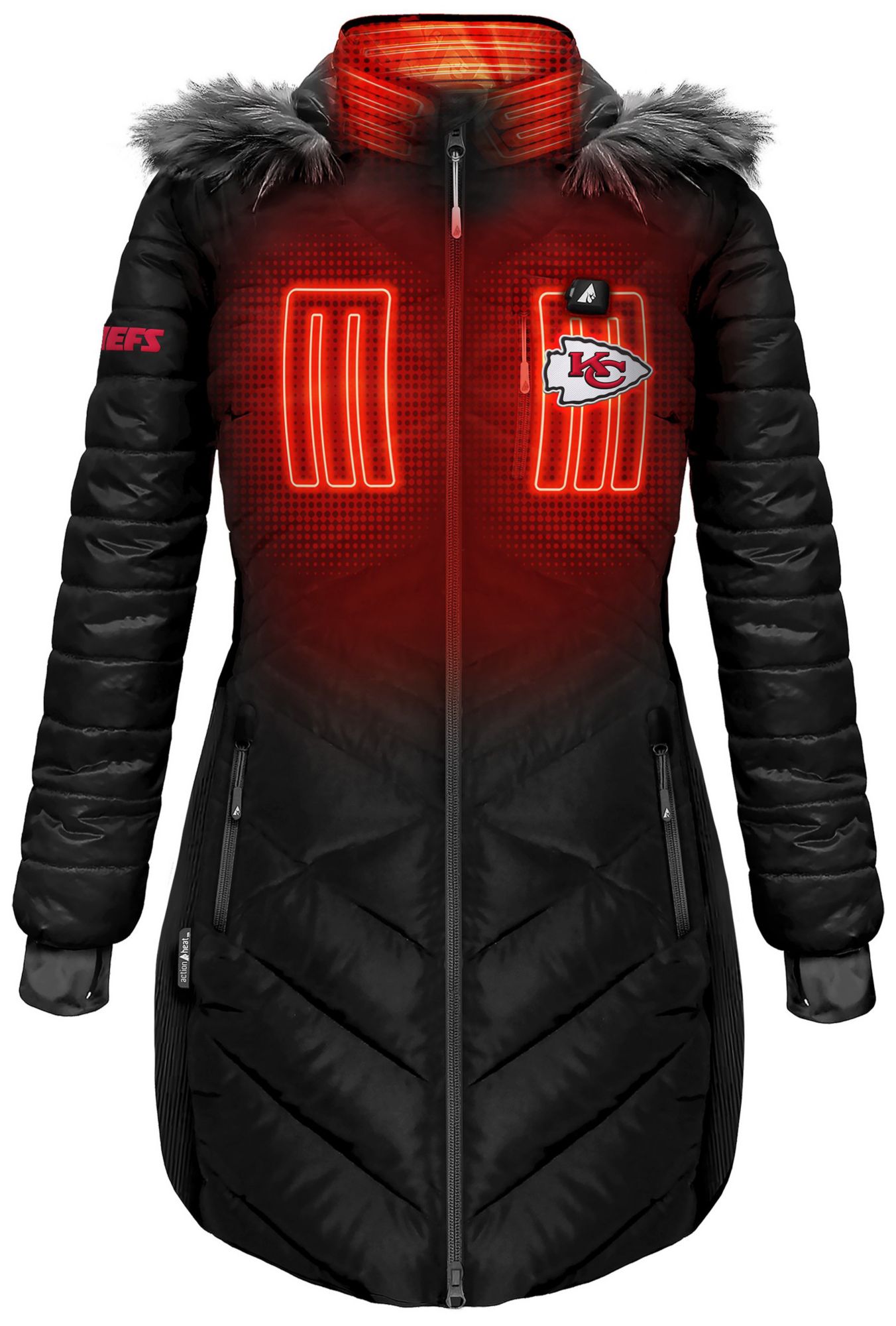 ActionHeat Women's Kansas City Chiefs Black 5V Battery Heated Puffer Jacket product image