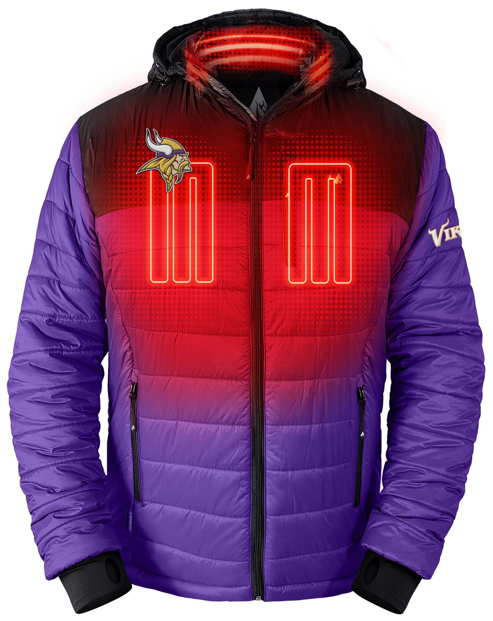 ActionHeat Men's Minnesota Vikings Purple 5V Battery Heated Puffer Jacket product image