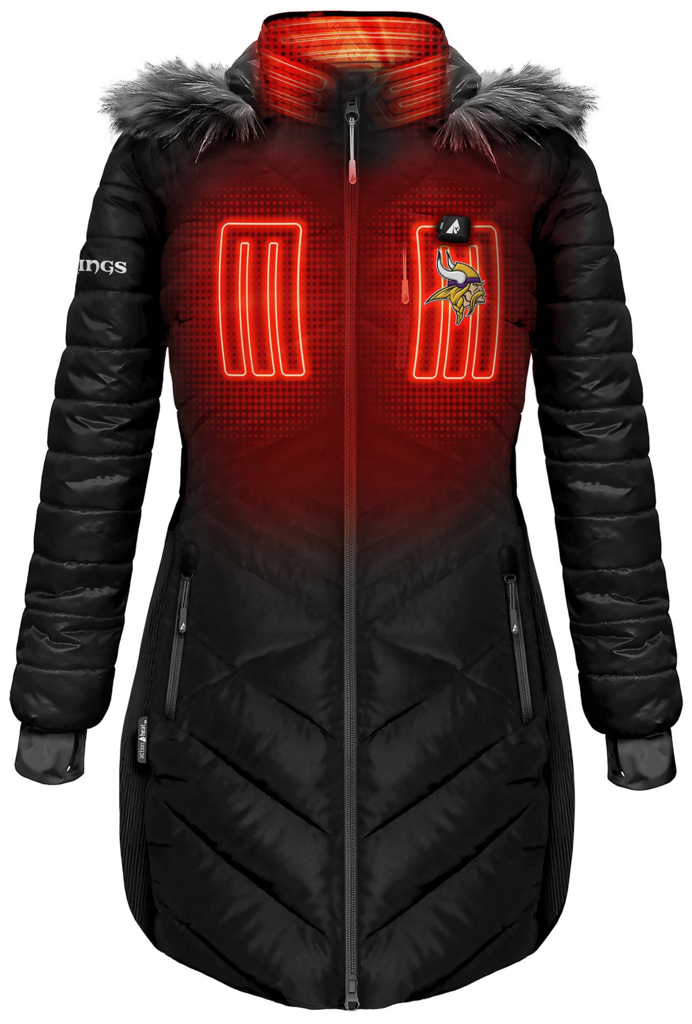 ActionHeat Women's Minnesota Vikings Black 5V Battery Heated Puffer Jacket product image