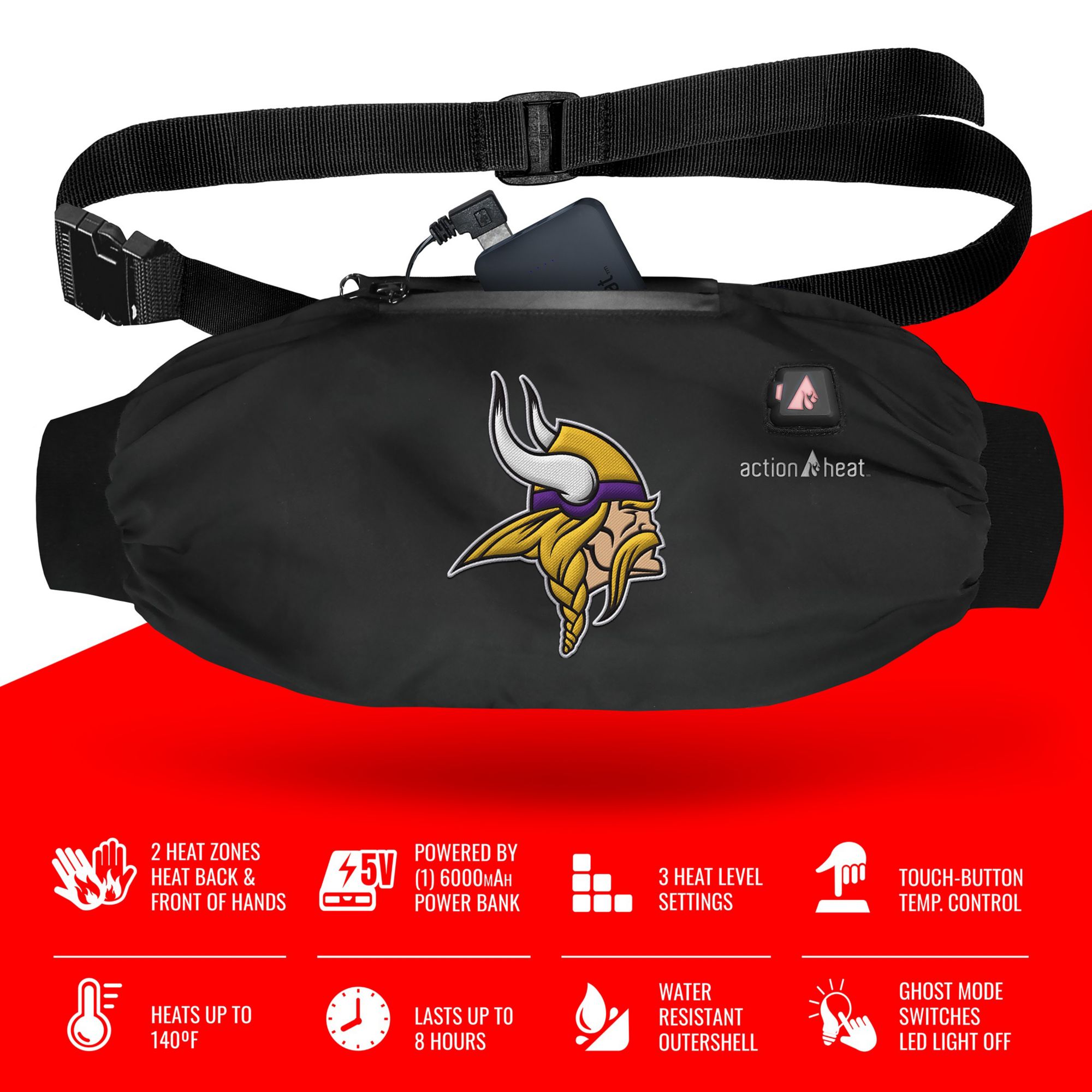 ActionHeat Minnesota Vikings 5V Battery Heated Hand Muff Warmer product image