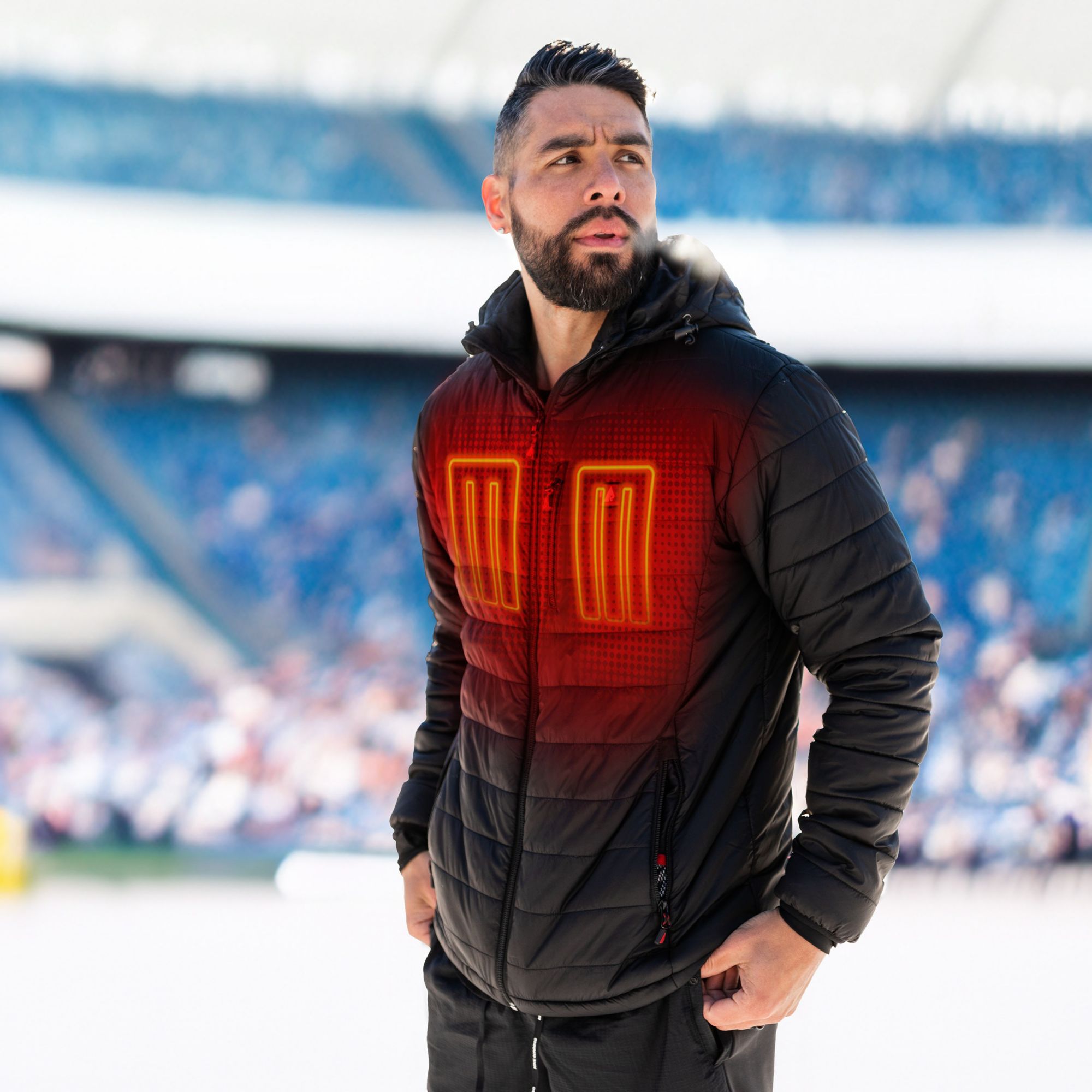 ActionHeat Men's New England Patriots Black 5V Battery Heated Puffer Jacket product image