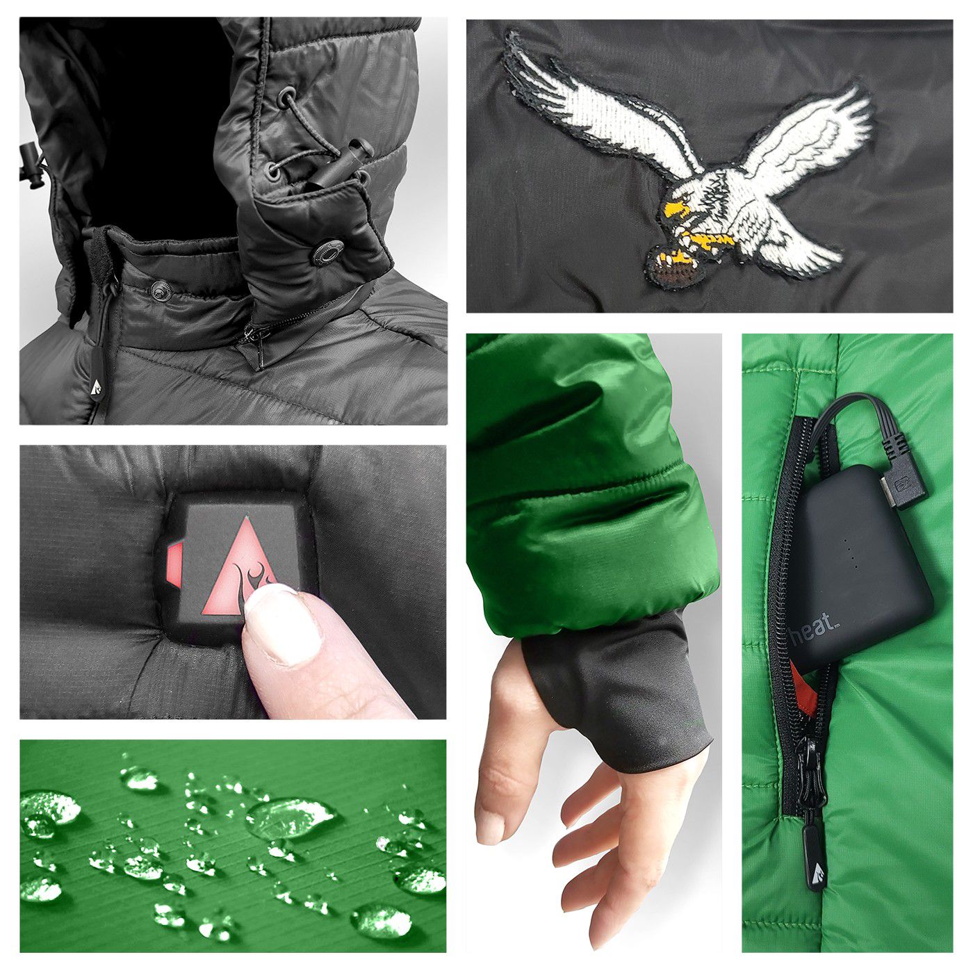 ActionHeat Men's Philadelphia Eagles Green 5V Battery Heated Puffer Jacket product image