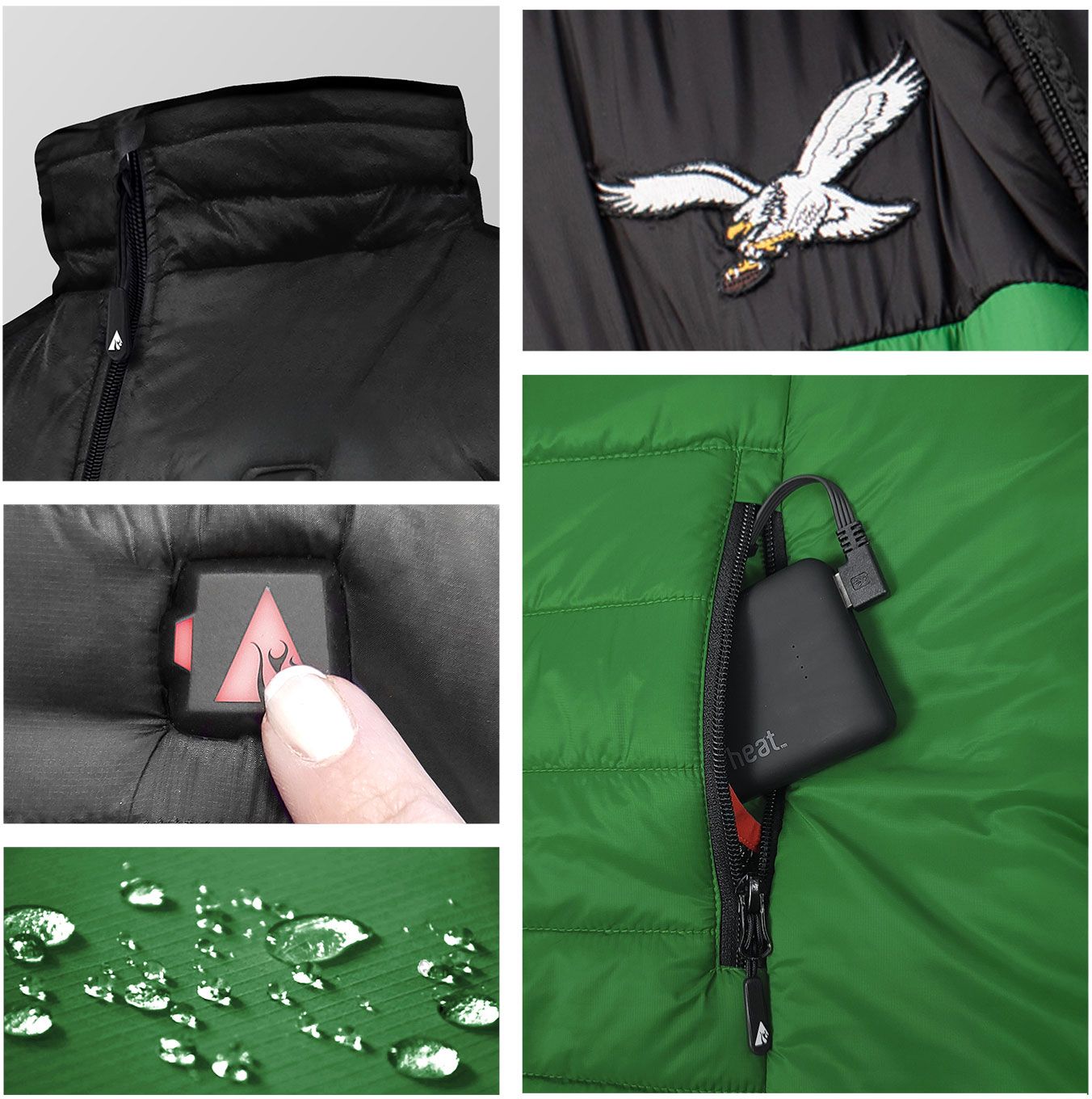 ActionHeat Men's Philadelphia Eagles Green 5V Battery Heated Softshell Vest product image