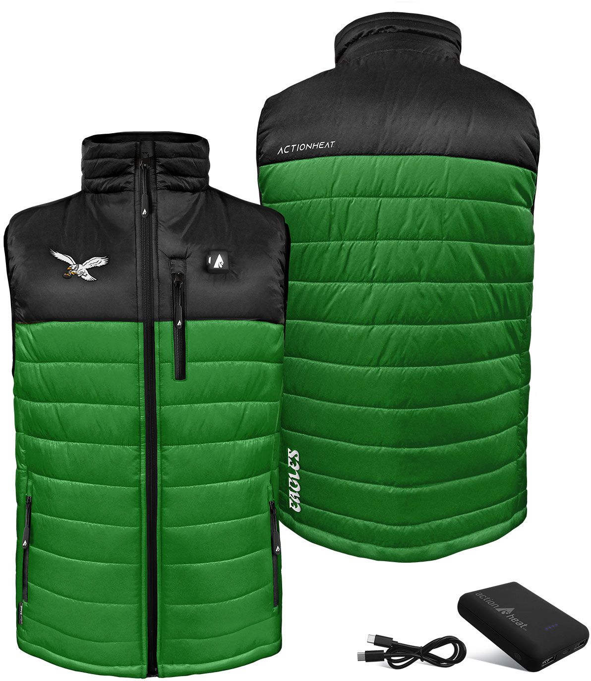 ActionHeat Men's Philadelphia Eagles Green 5V Battery Heated Softshell Vest product image
