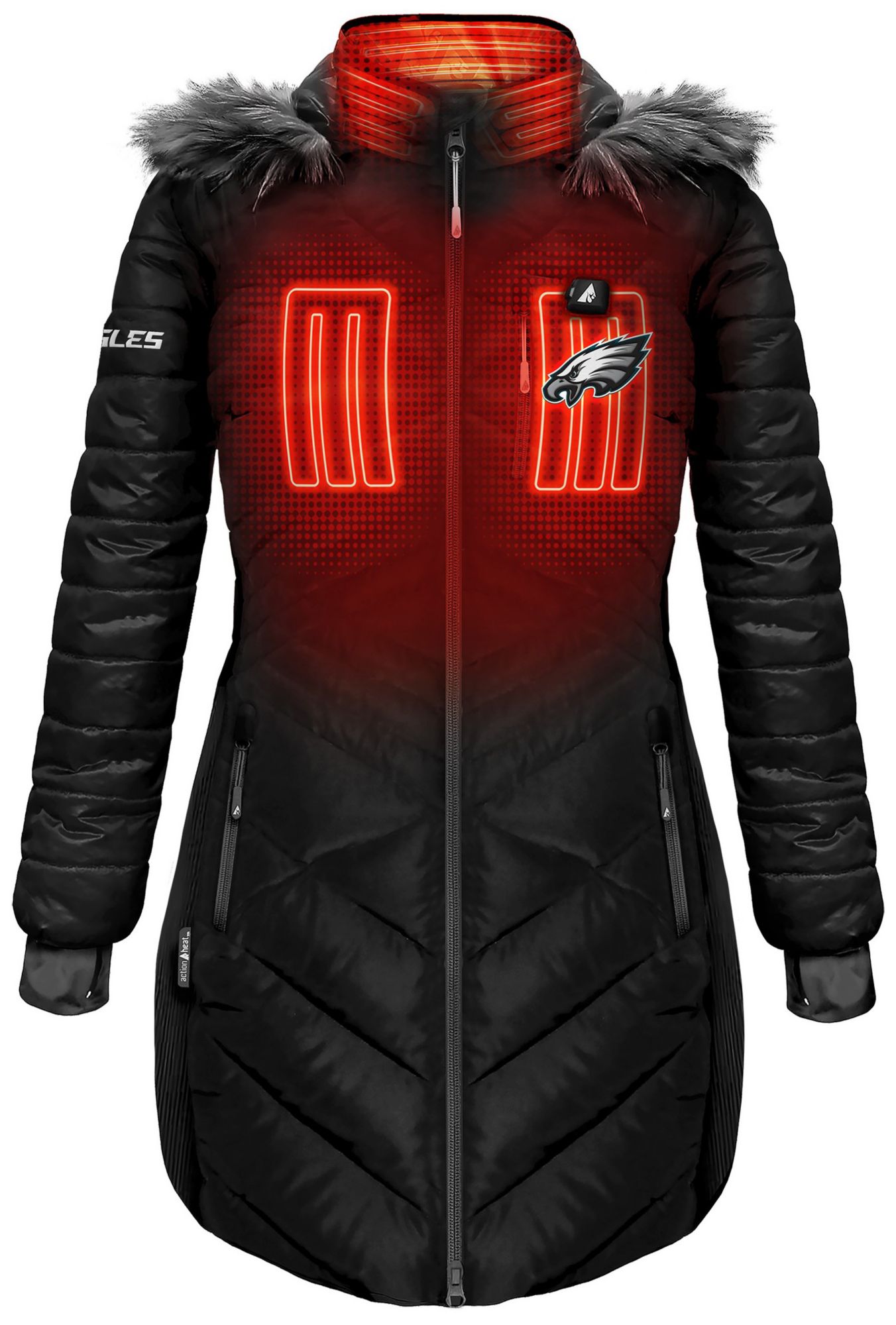 ActionHeat Women's Philadelphia Eagles Black 5V Battery Heated Puffer Jacket product image