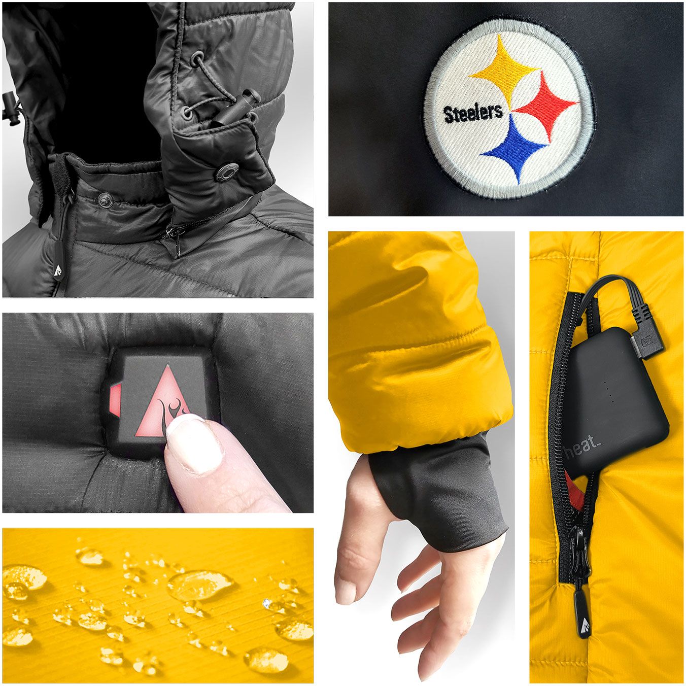 ActionHeat Men's Pittsburgh Steelers Gold Puffer Jacket product image