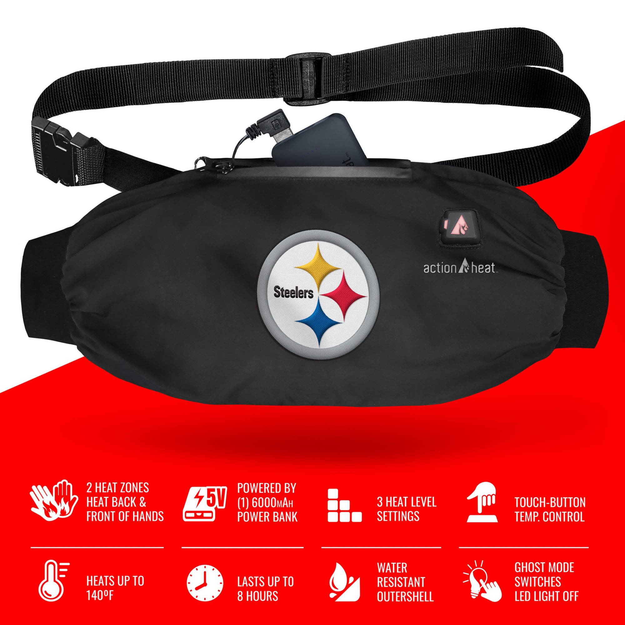 ActionHeat Pittsburgh Steelers 5V Battery Heated Hand Muff Warmer product image
